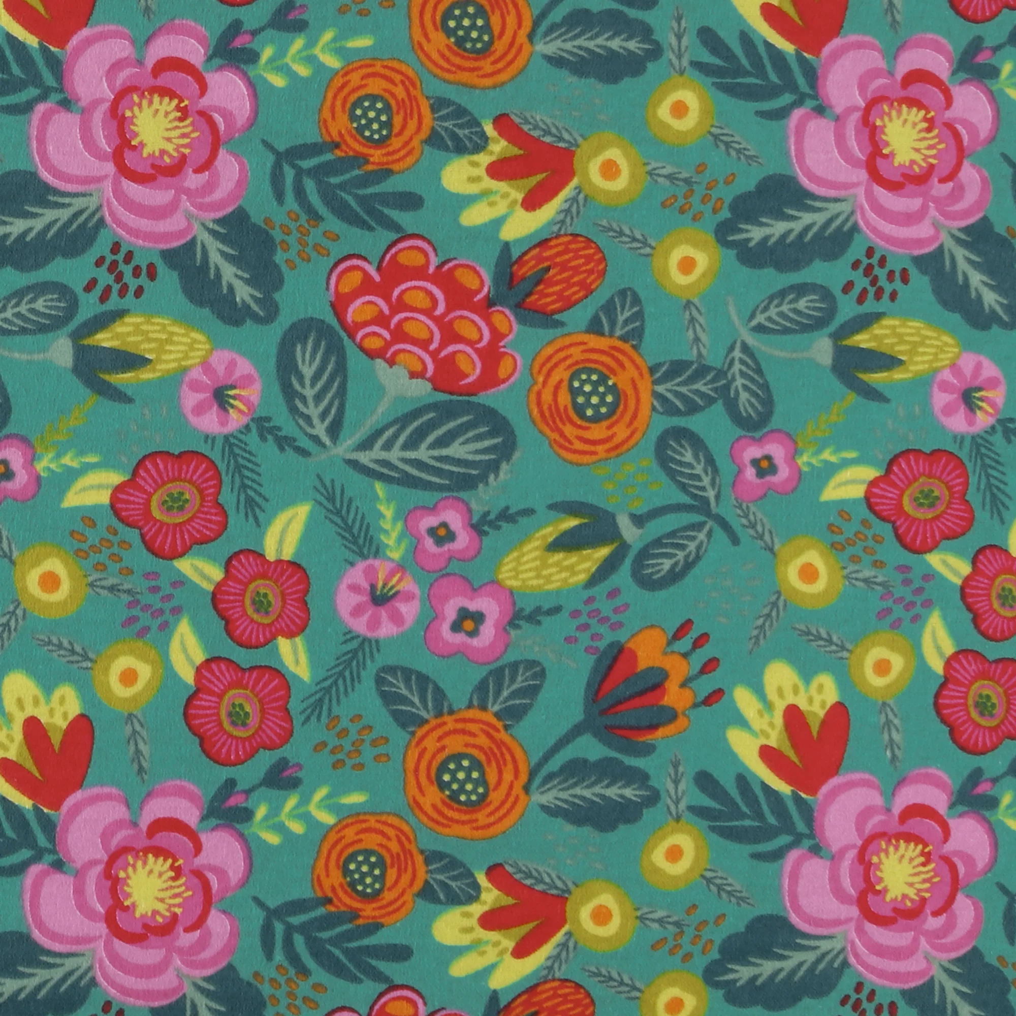 Printed Flannelette - CHARLIE - 117 - Teal