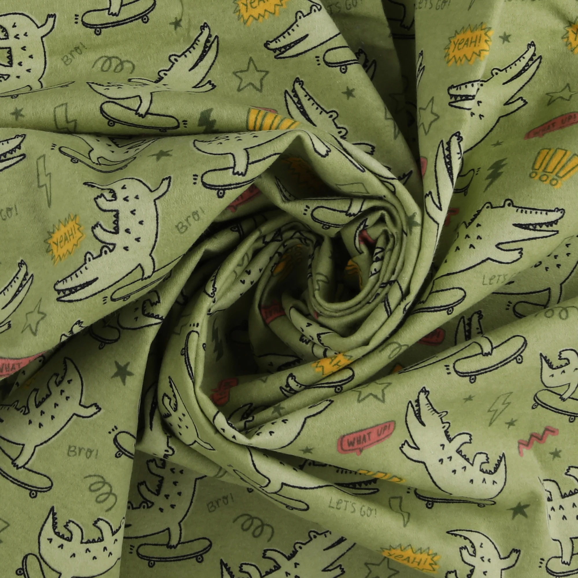 Printed Flannelette - CHARLIE - 132 - Olive - Image 2