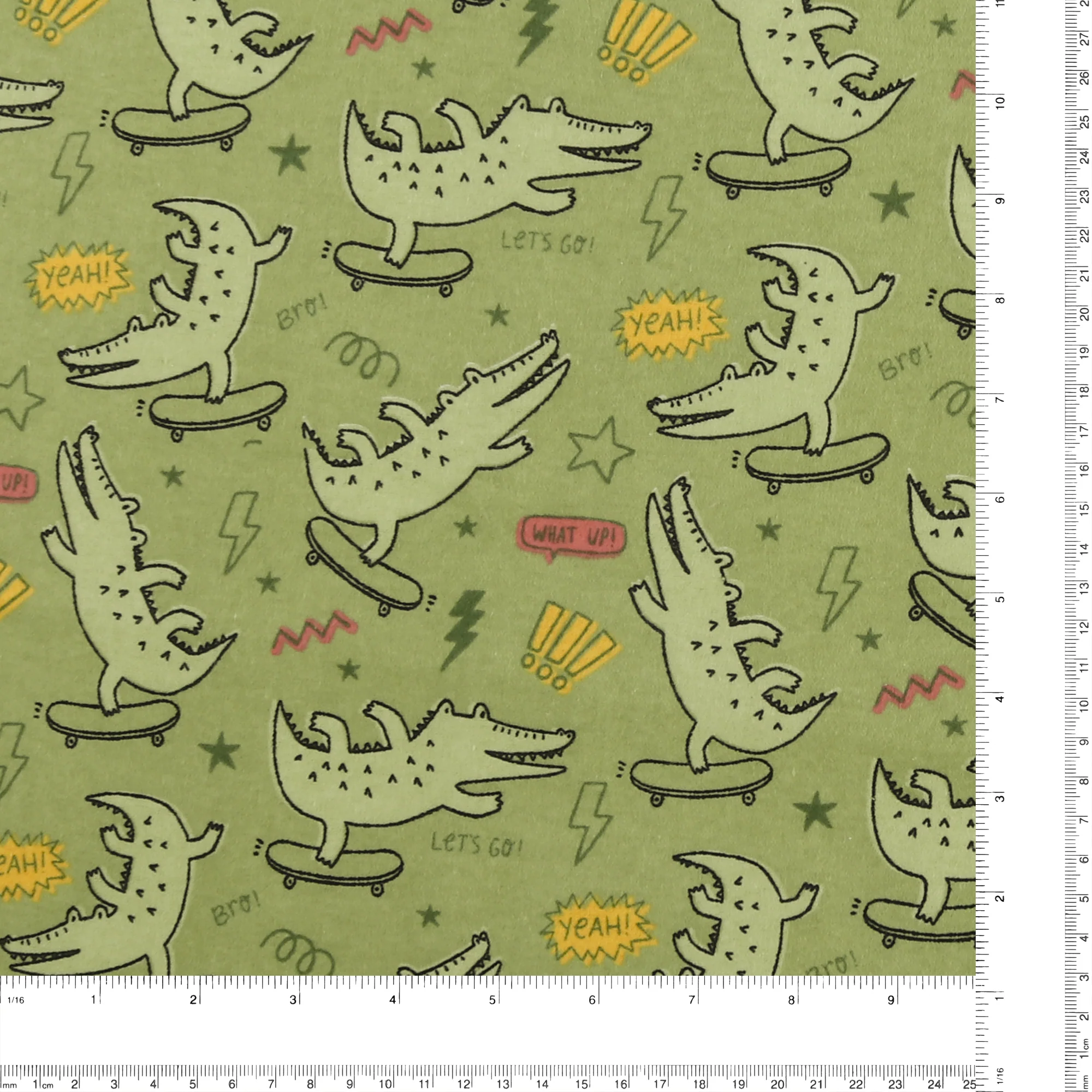 Printed Flannelette - CHARLIE - 132 - Olive - Image 3