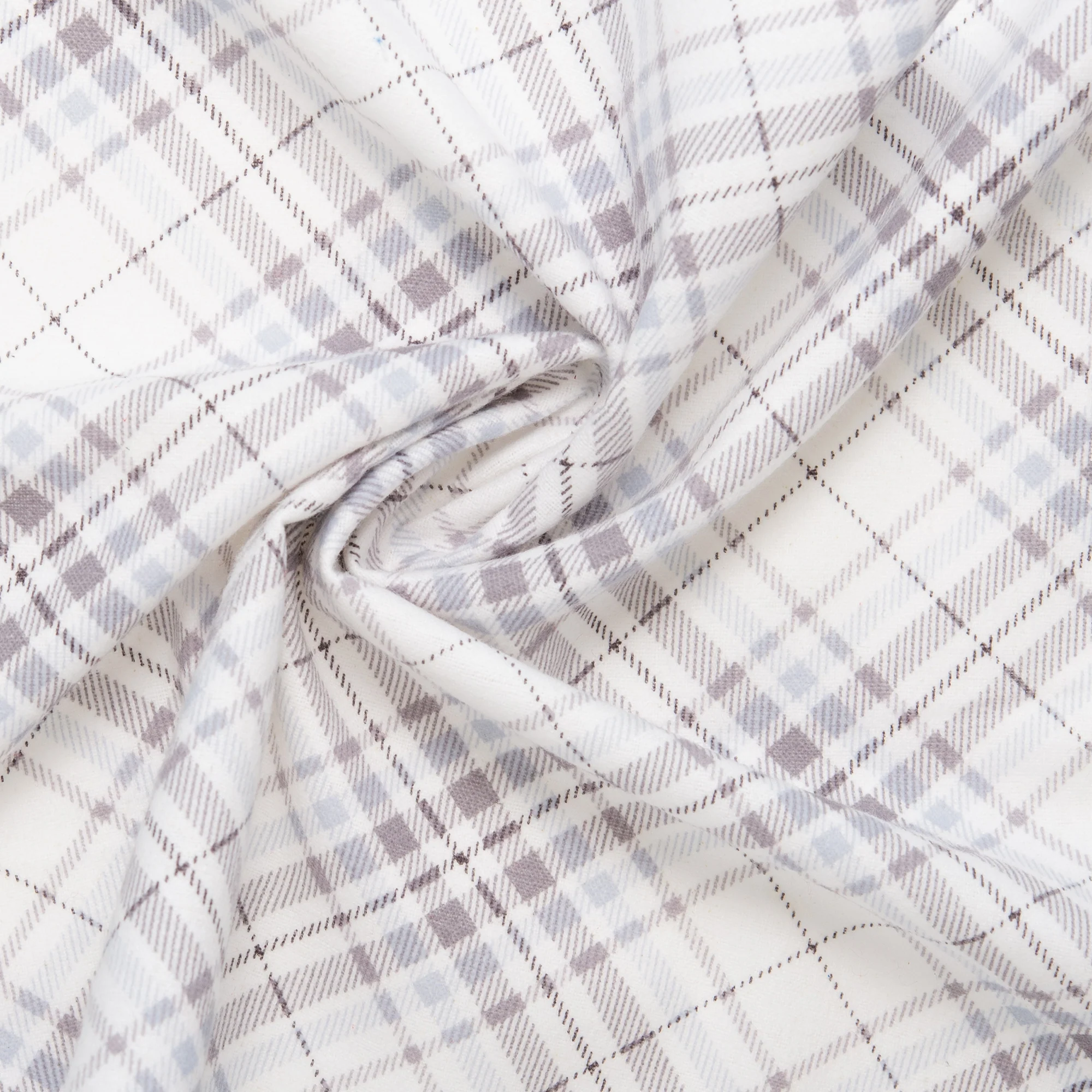 Printed Flannelette - CHARLIE - Diagonal plaid - Taupe - Image 2