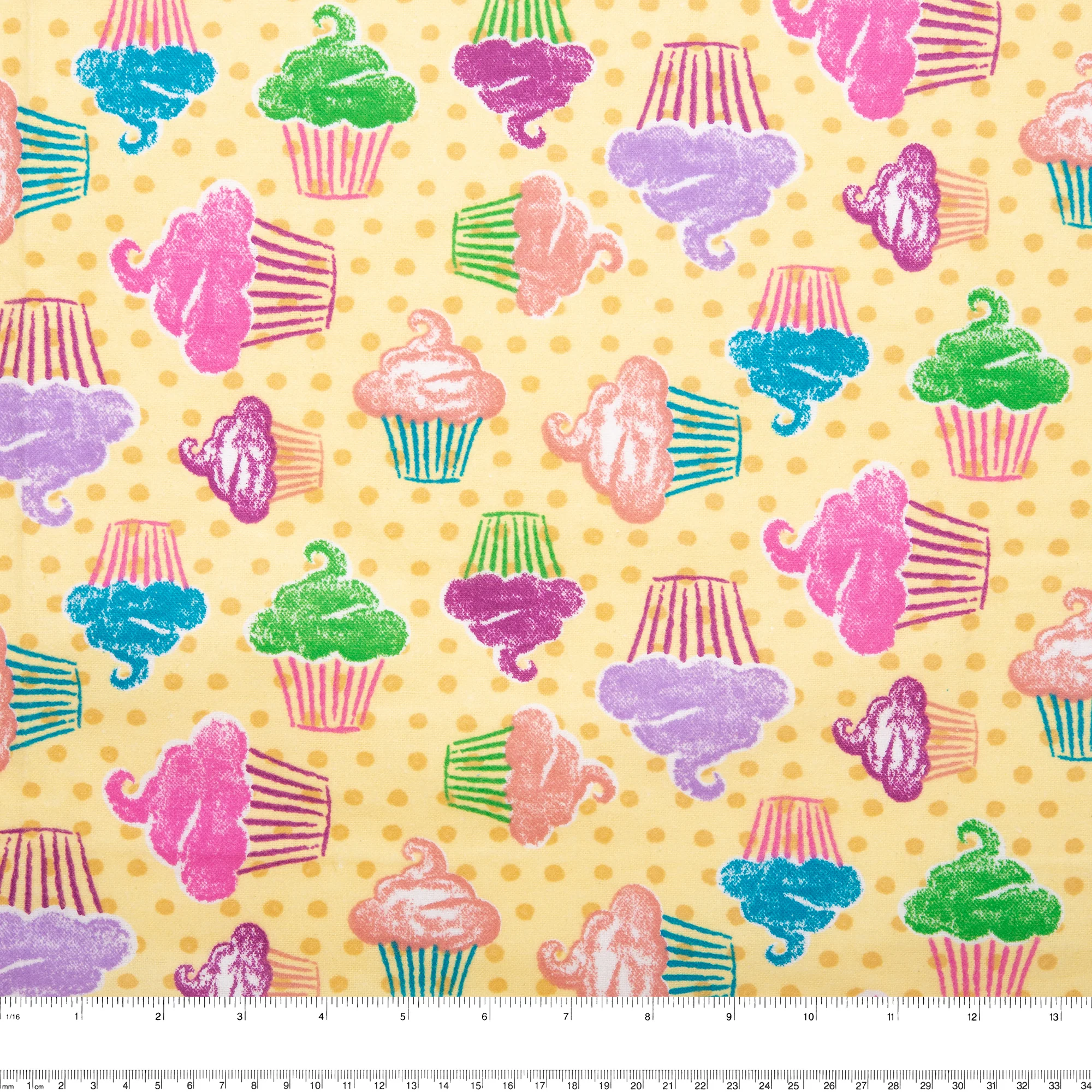 Printed Flannelette - CHARLIE - Cupcake dots - Yellow - Image 3
