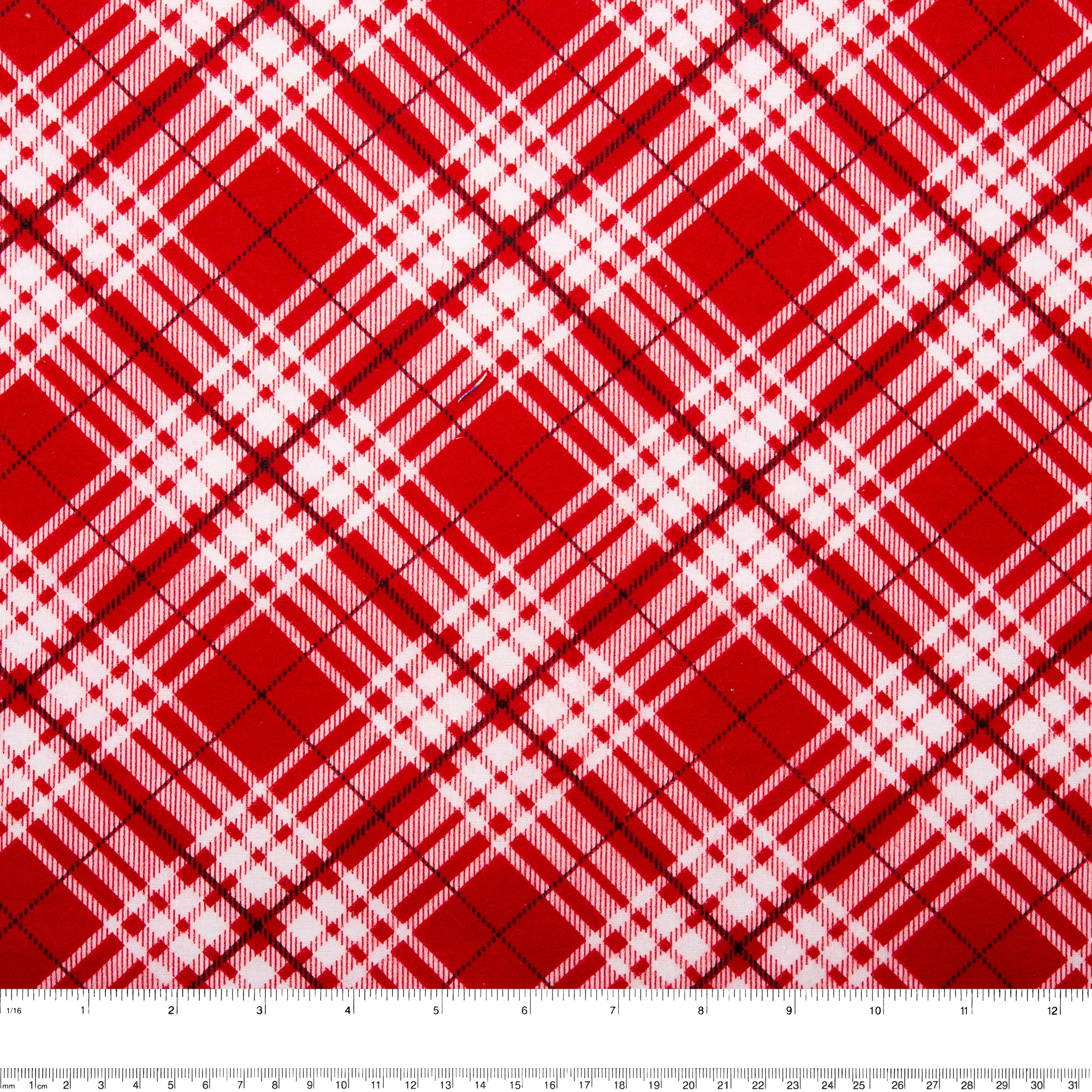 Printed Flannelette - CHARLIE - Diagonal plaid - Red - Image 3