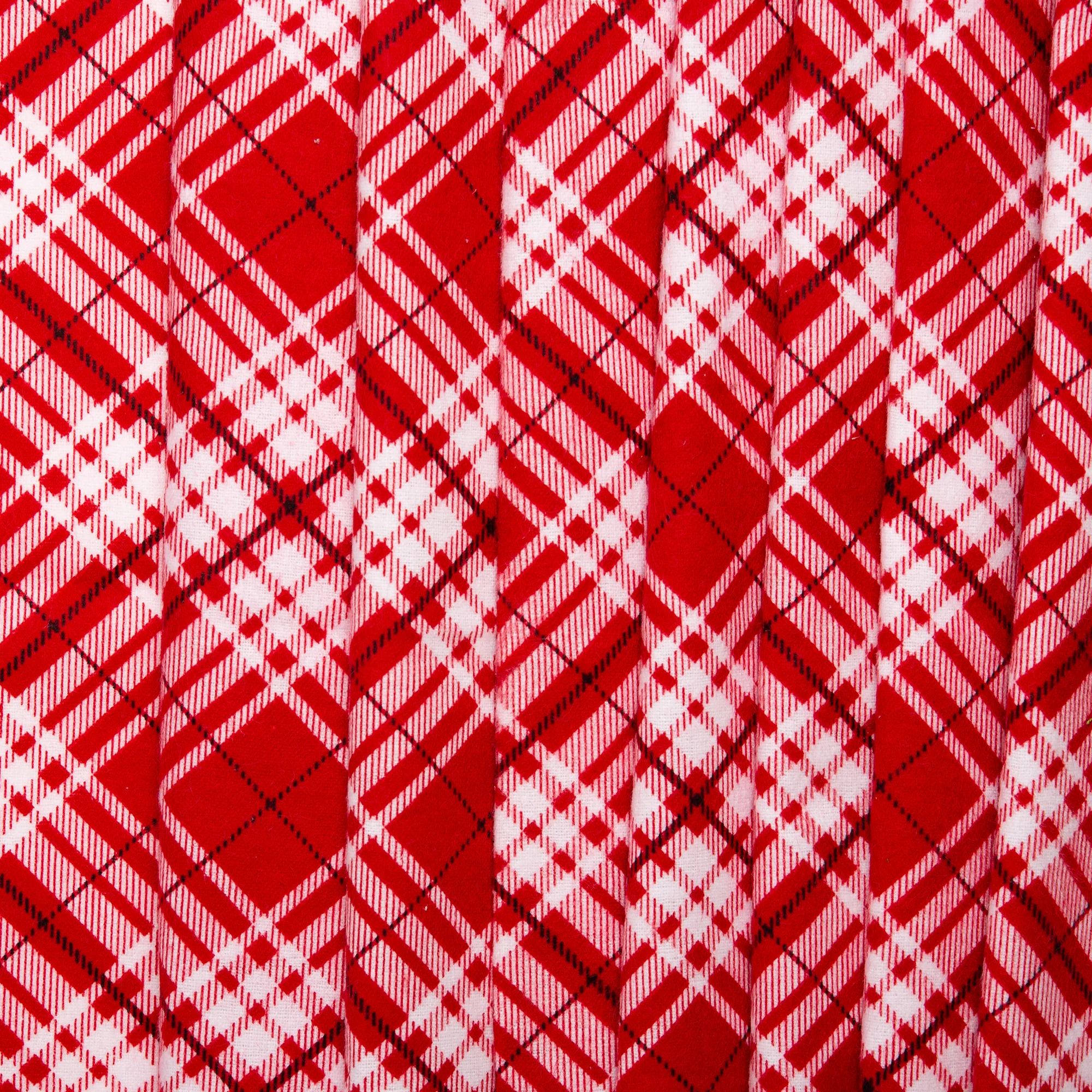 Printed Flannelette - CHARLIE - Diagonal plaid - Red - Image 4