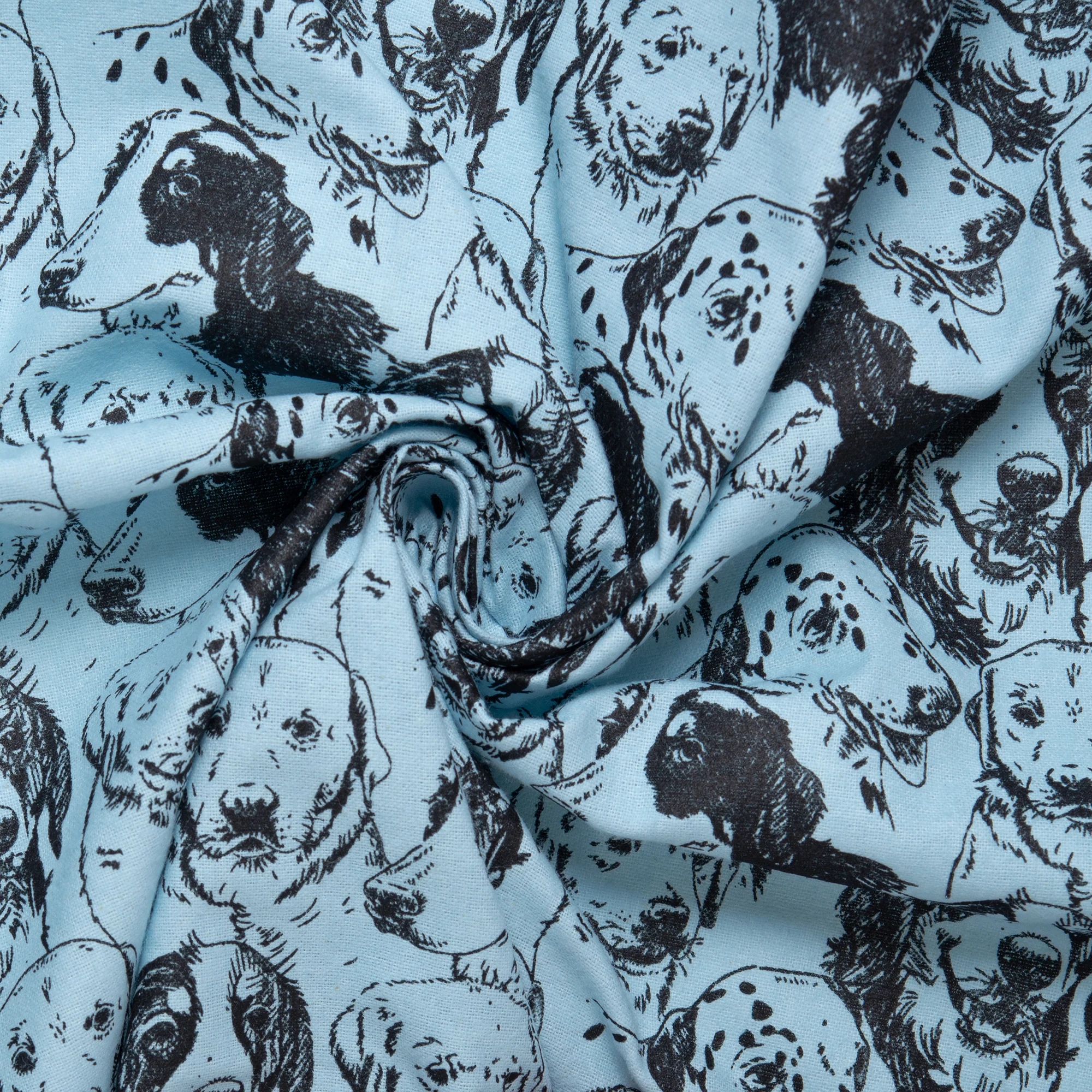 Printed Flannelette - CHARLIE - Dogs face - Blue - Image 2