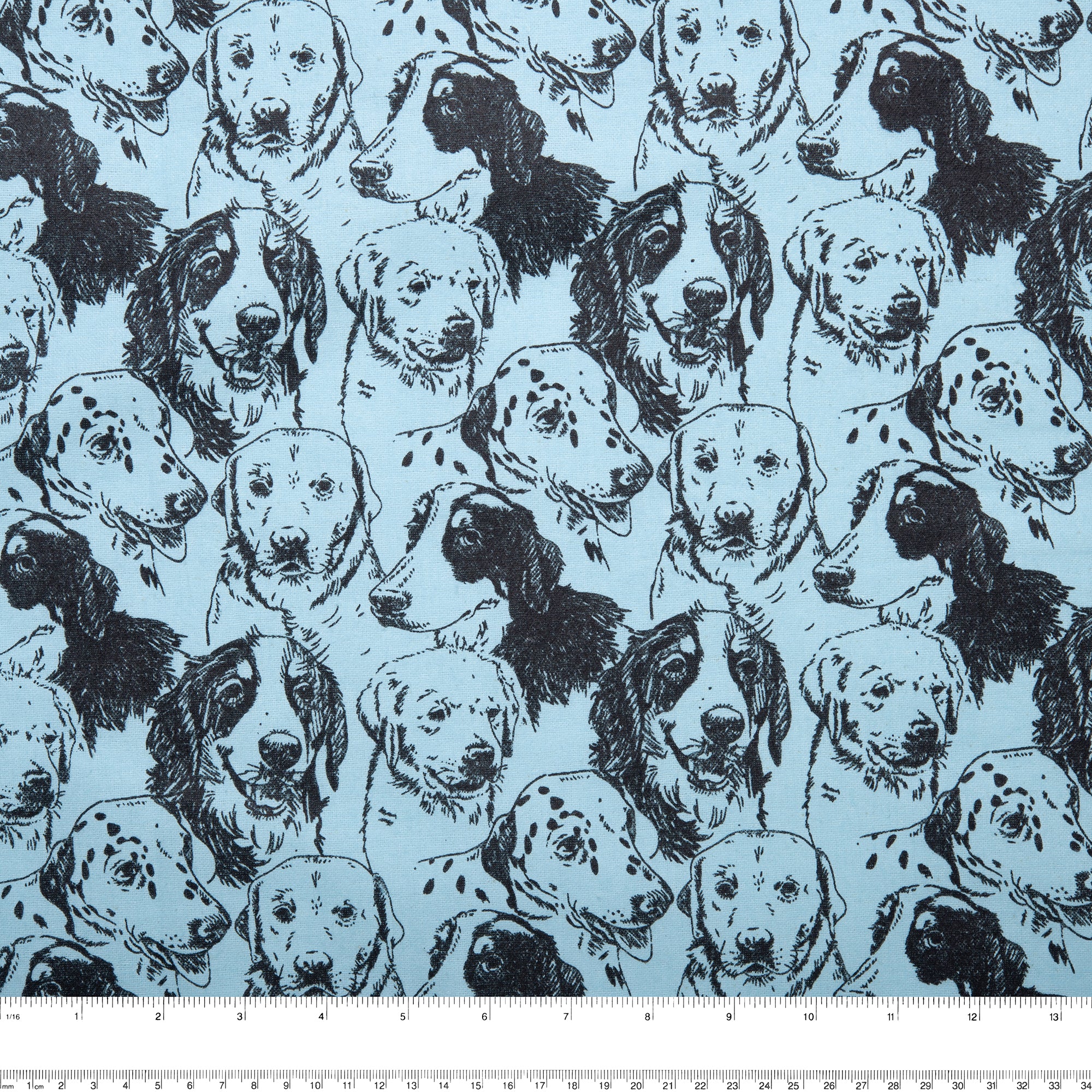 Printed Flannelette - CHARLIE - Dogs face - Blue - Image 3
