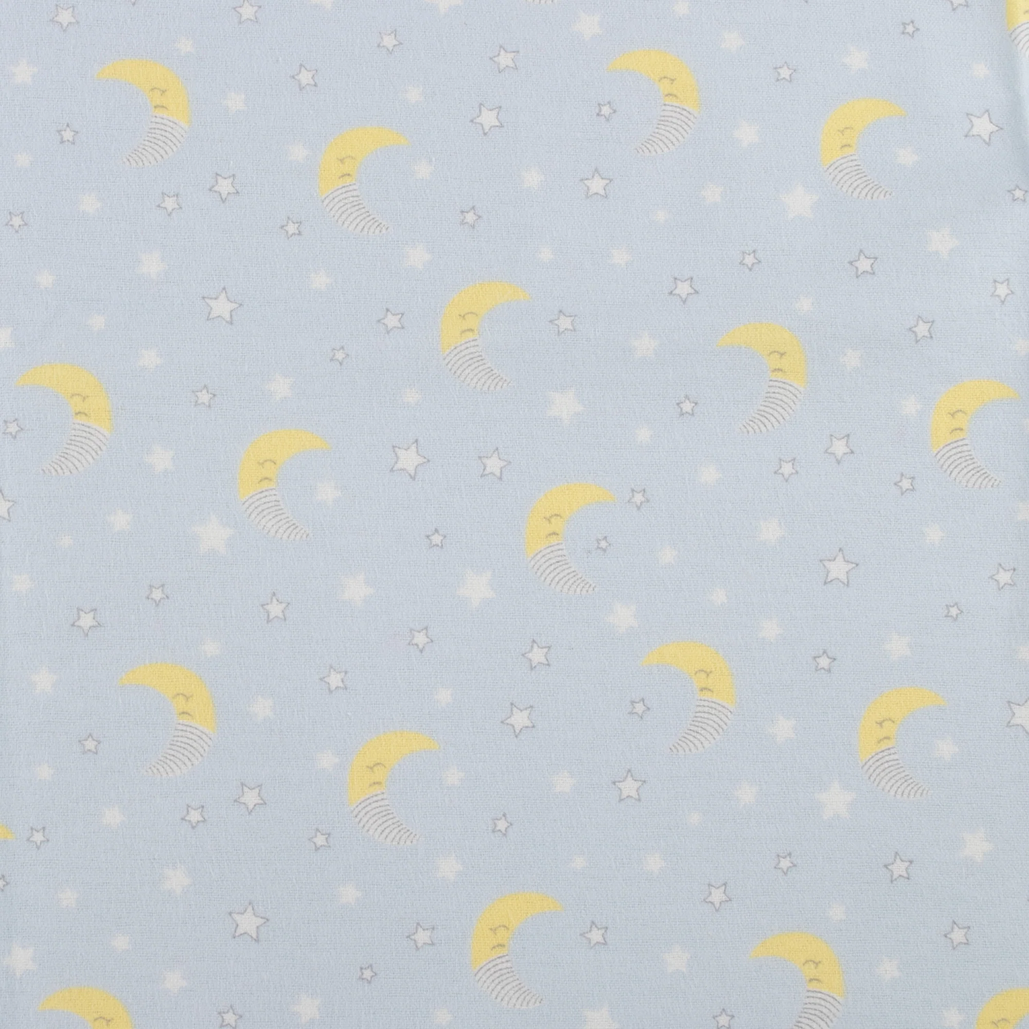 Printed Flannelette - CHARLIE - Moon / Star - Blue