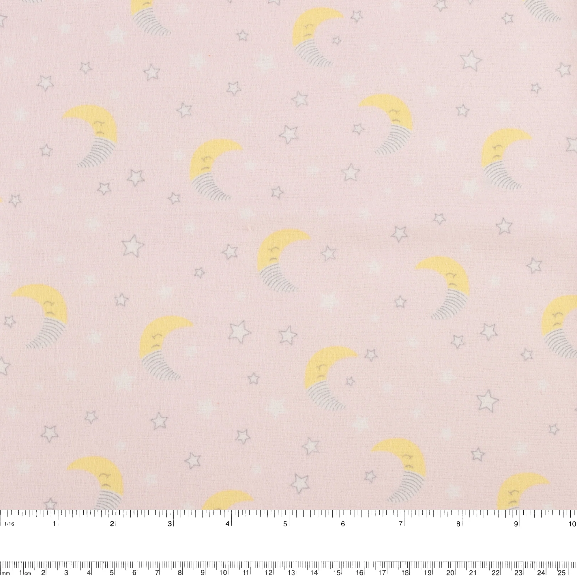 Printed Flannelette - CHARLIE - Moon / Star - Pink - Image 2