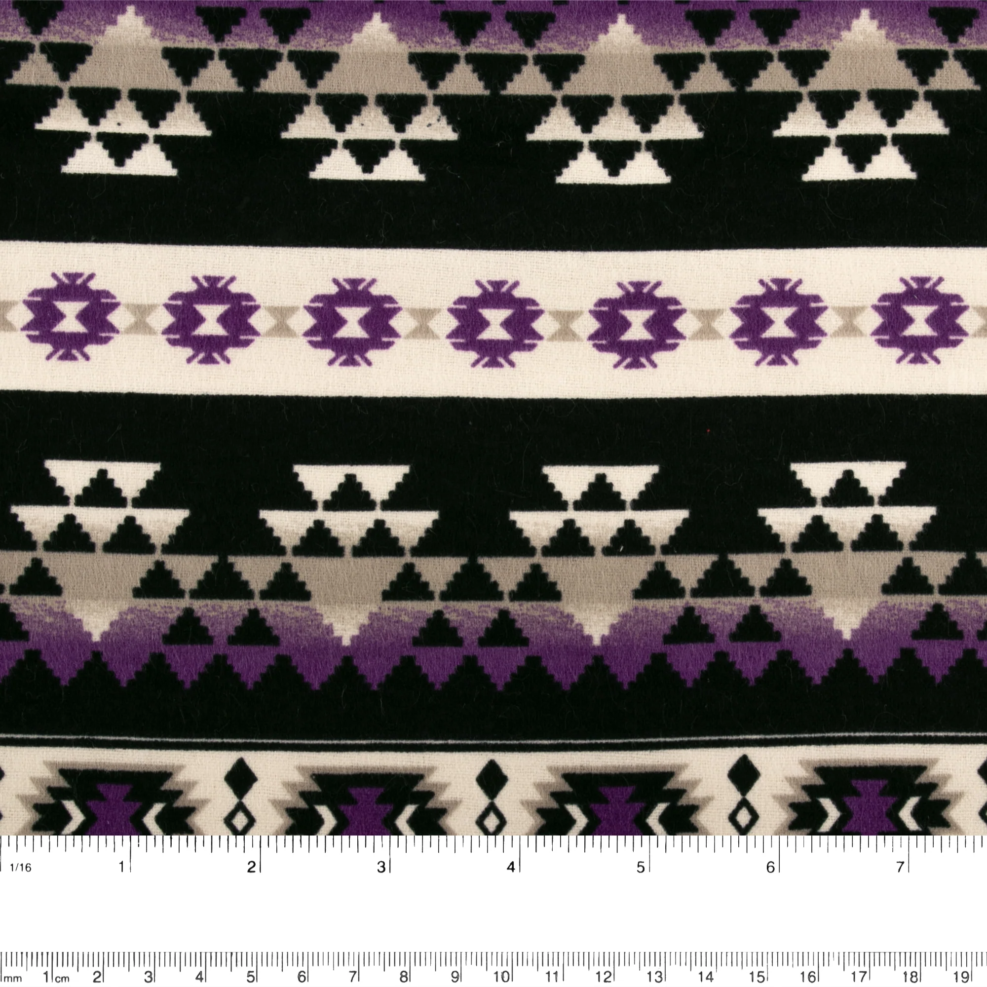 Printed Flannelette - CHARLIE - Navajo stripe - Black - Image 2