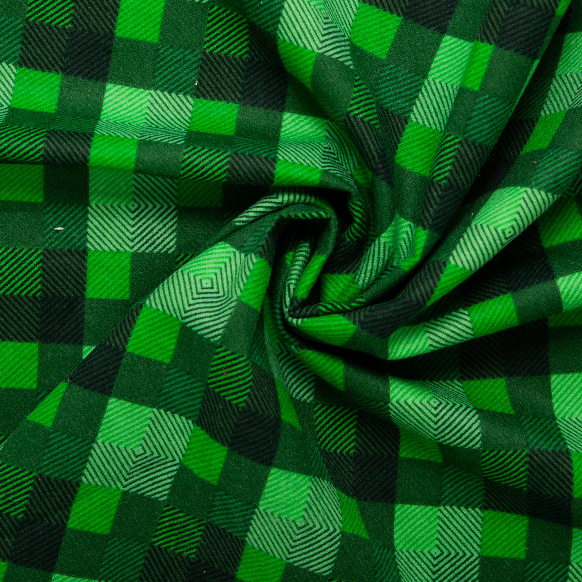 Printed Flannelette - CHARLIE - Plaid check - Green - Image 2