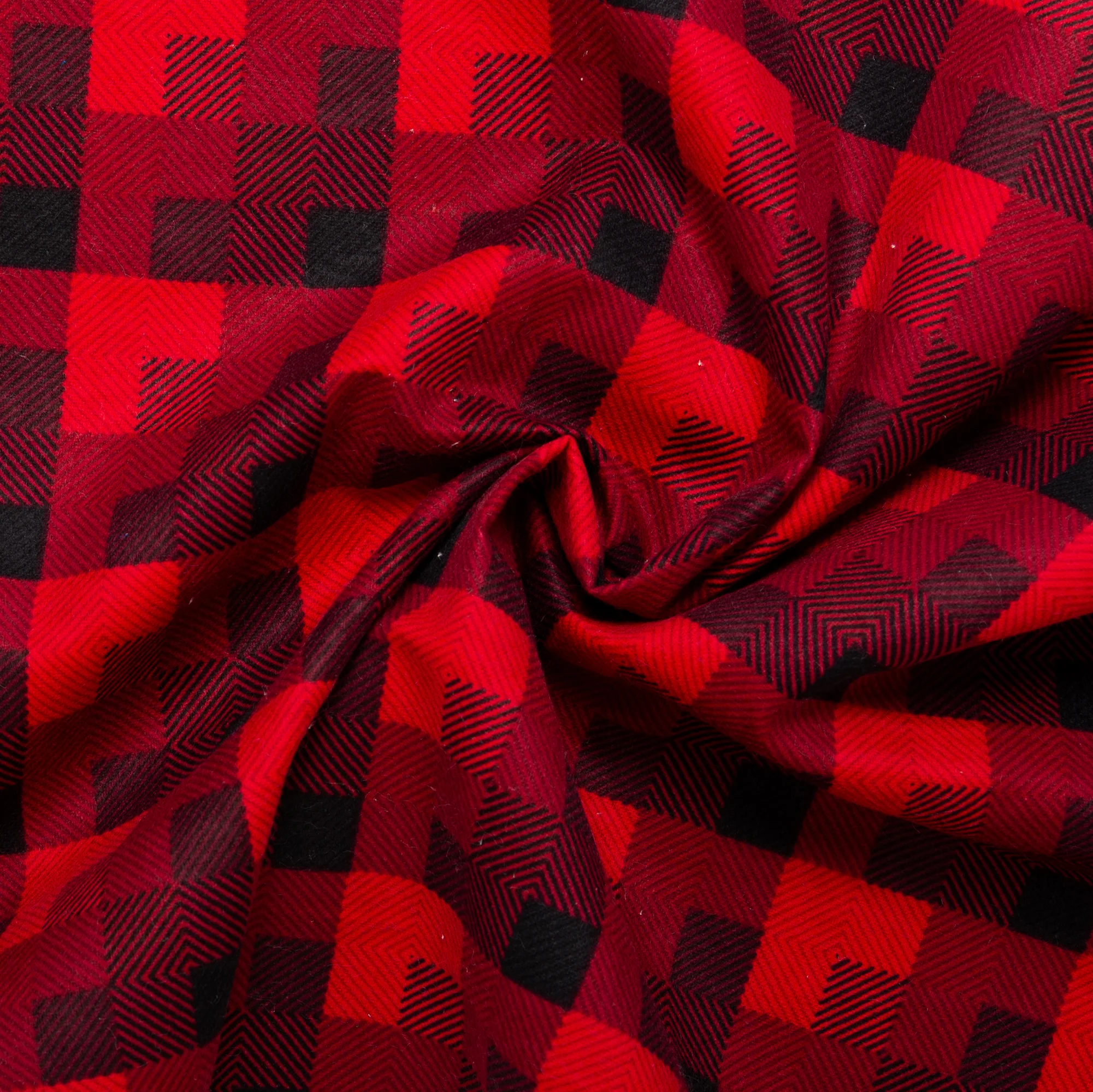 Printed Flannelette - CHARLIE - Plaid check - Red - Image 2