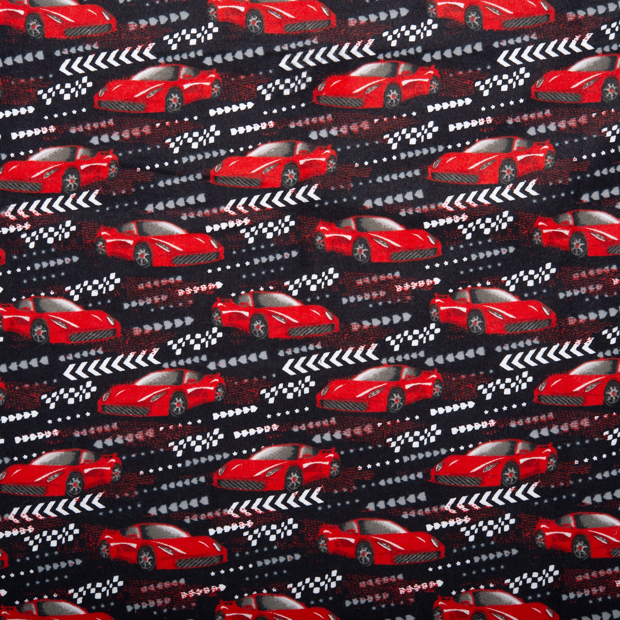Printed Flannelette - CHARLIE - Racing cars - Black