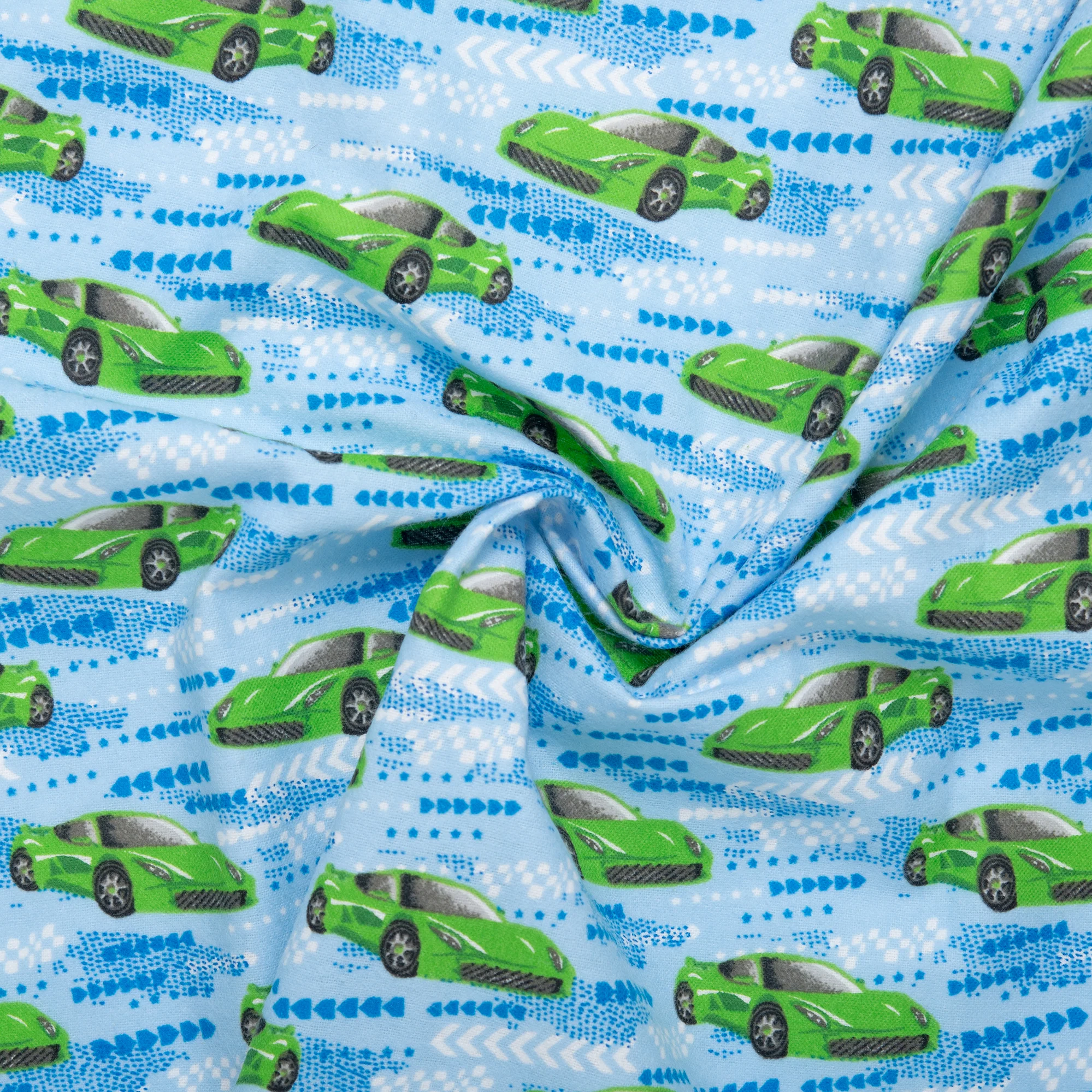Printed Flannelette - CHARLIE - Racing cars - Blue - Image 2