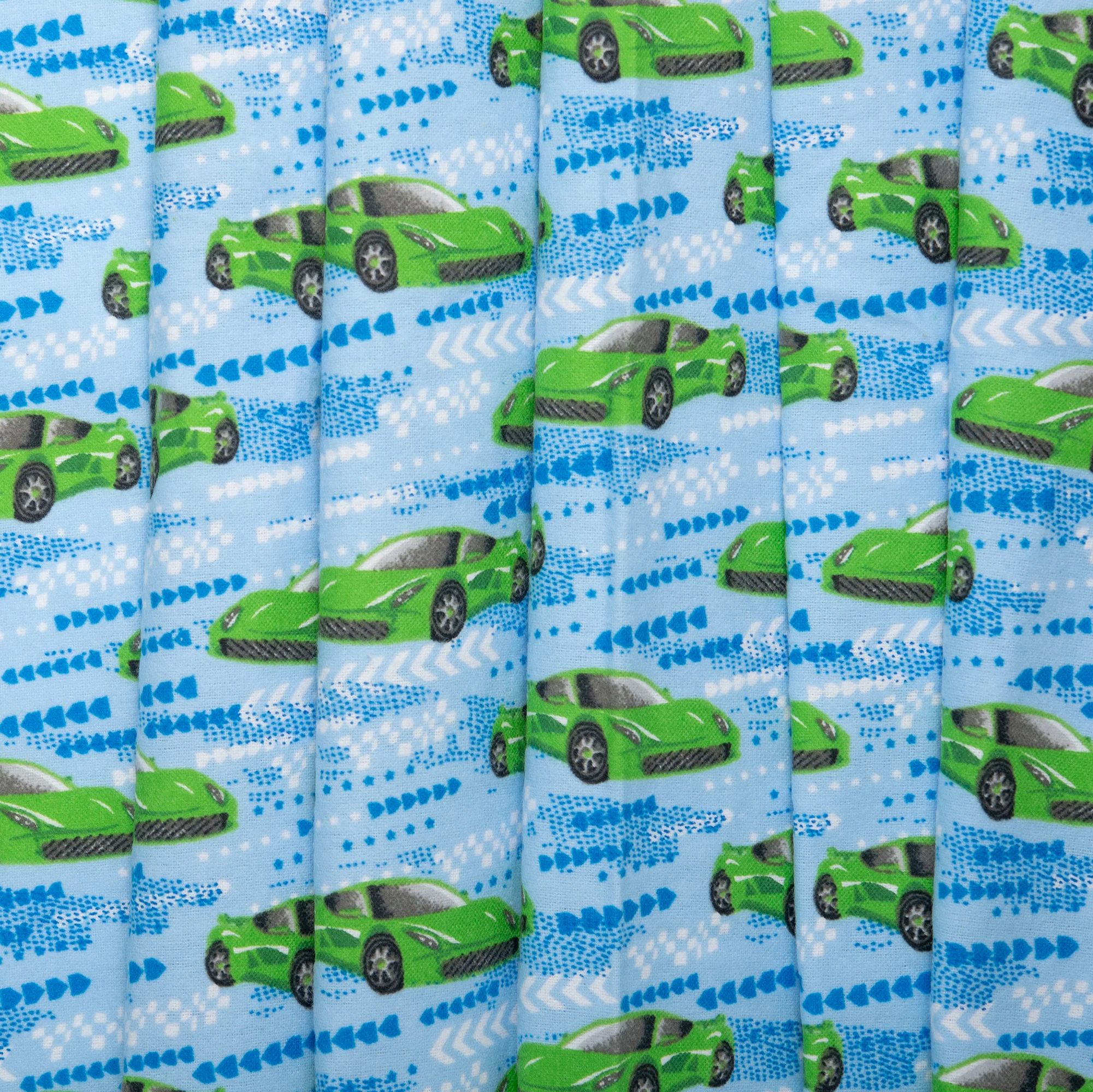 Printed Flannelette - CHARLIE - Racing cars - Blue - Image 4