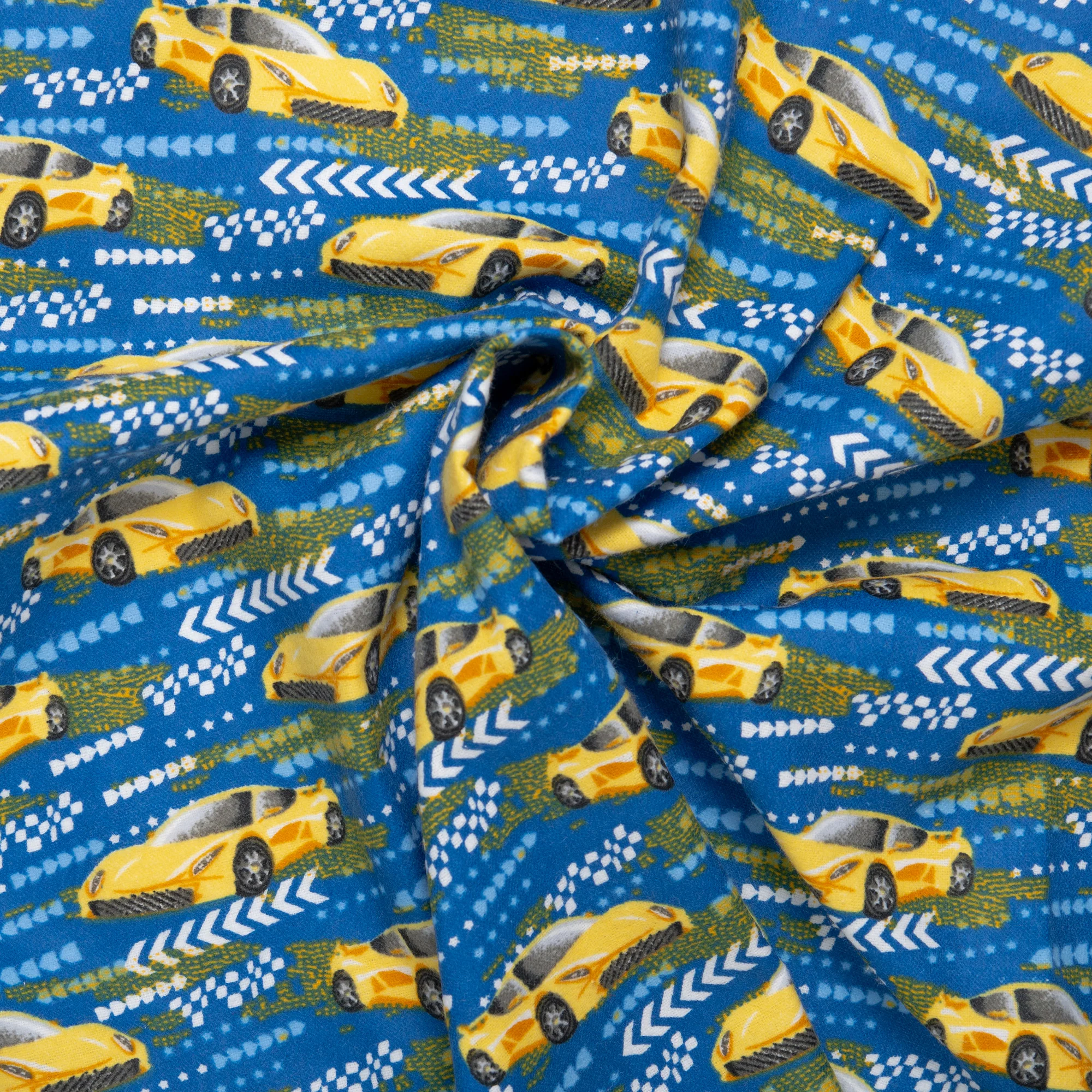 Printed Flannelette - CHARLIE - Racing cars - Royal - Image 2