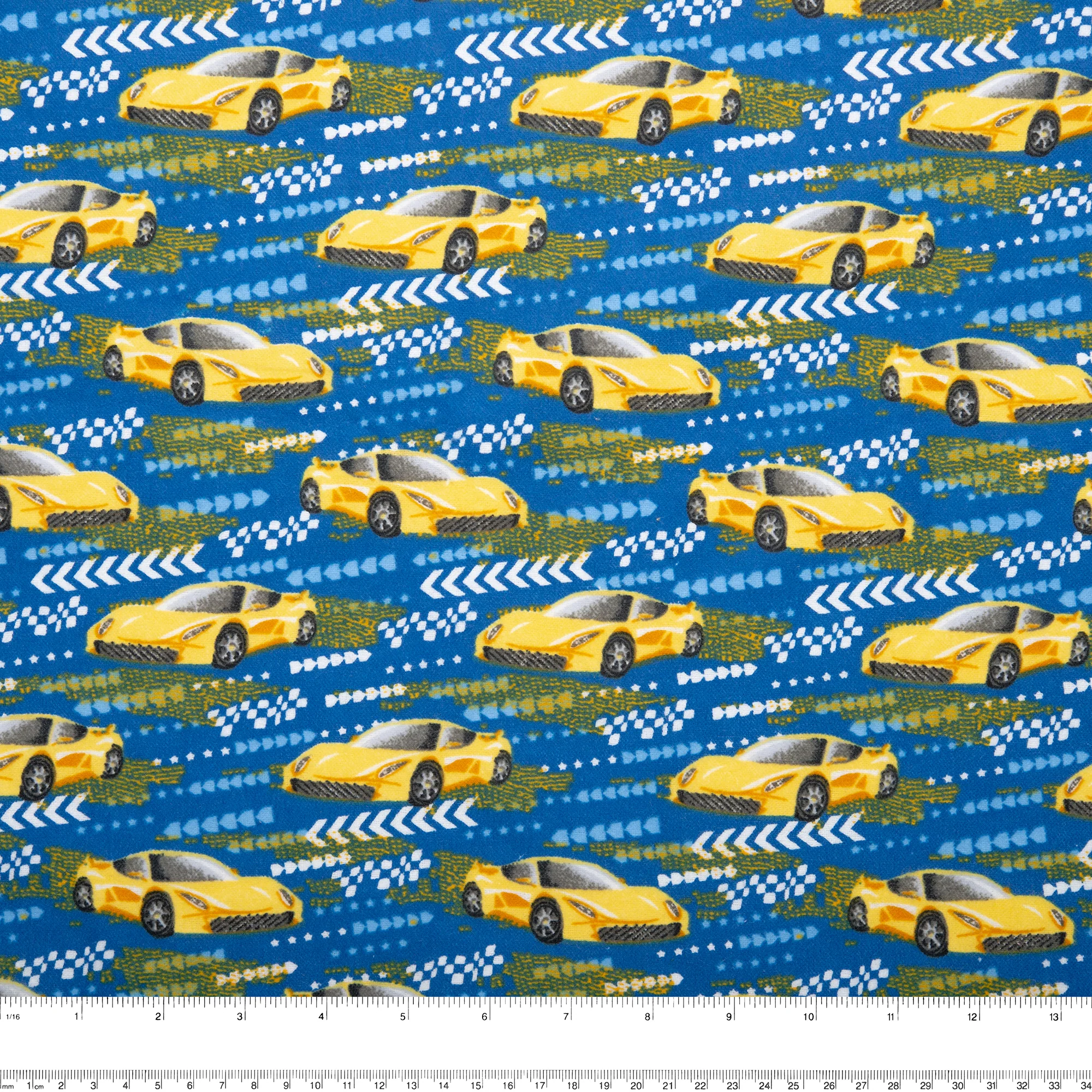 Printed Flannelette - CHARLIE - Racing cars - Royal - Image 3