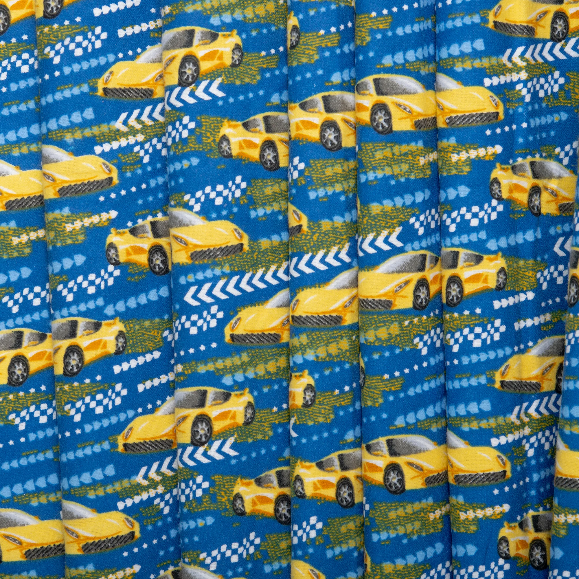 Printed Flannelette - CHARLIE - Racing cars - Royal - Image 4