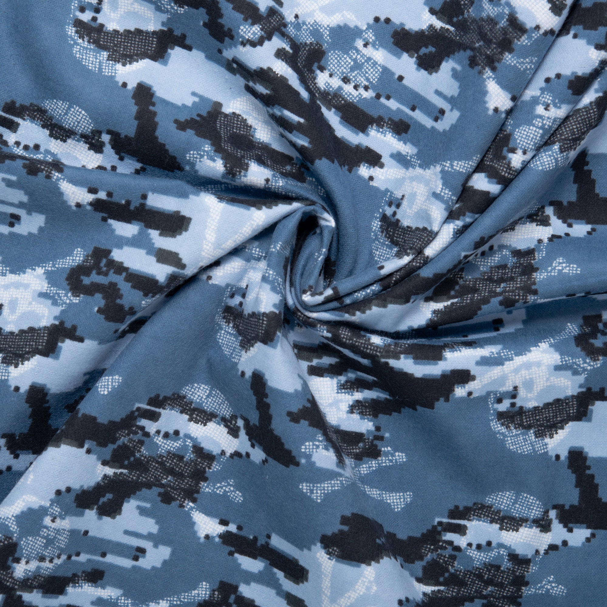 Printed Flannelette - CHARLIE - Skulls - Blue - Image 2