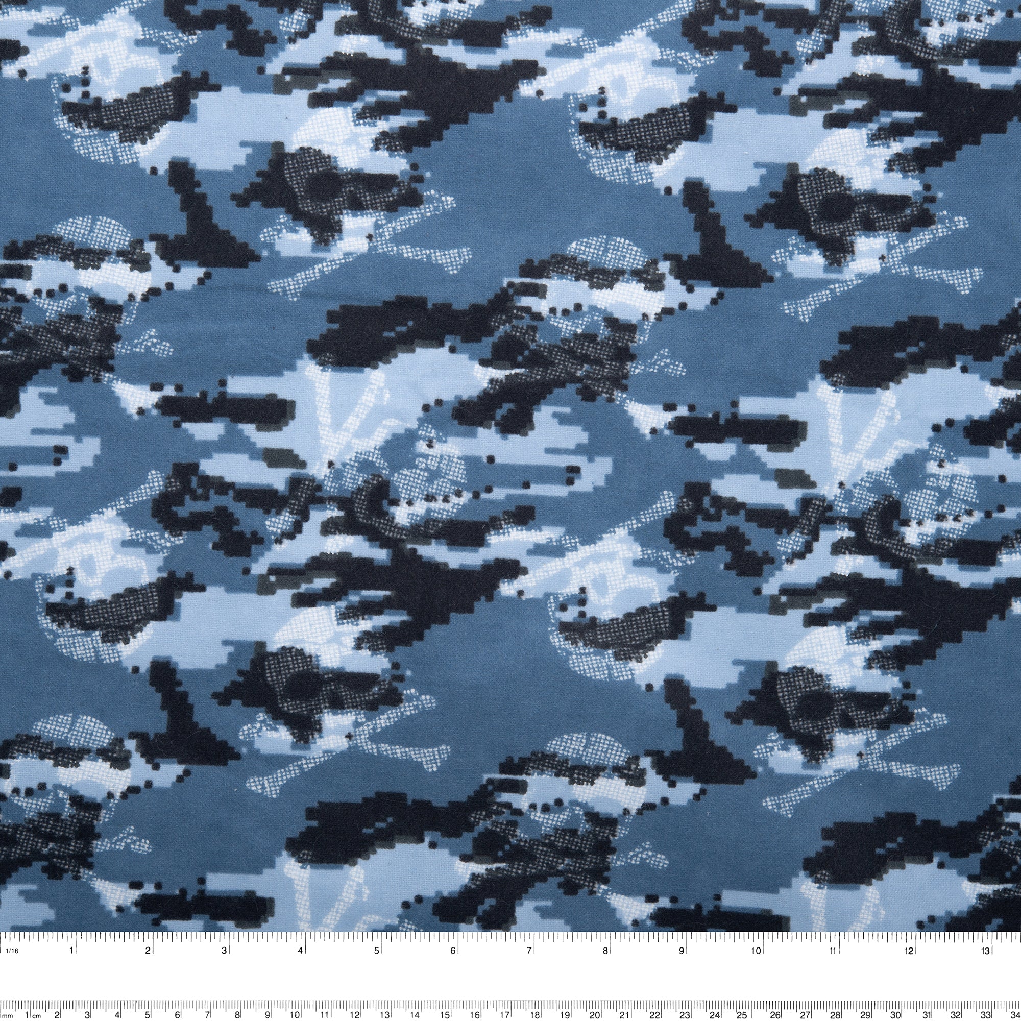 Printed Flannelette - CHARLIE - Skulls - Blue - Image 3