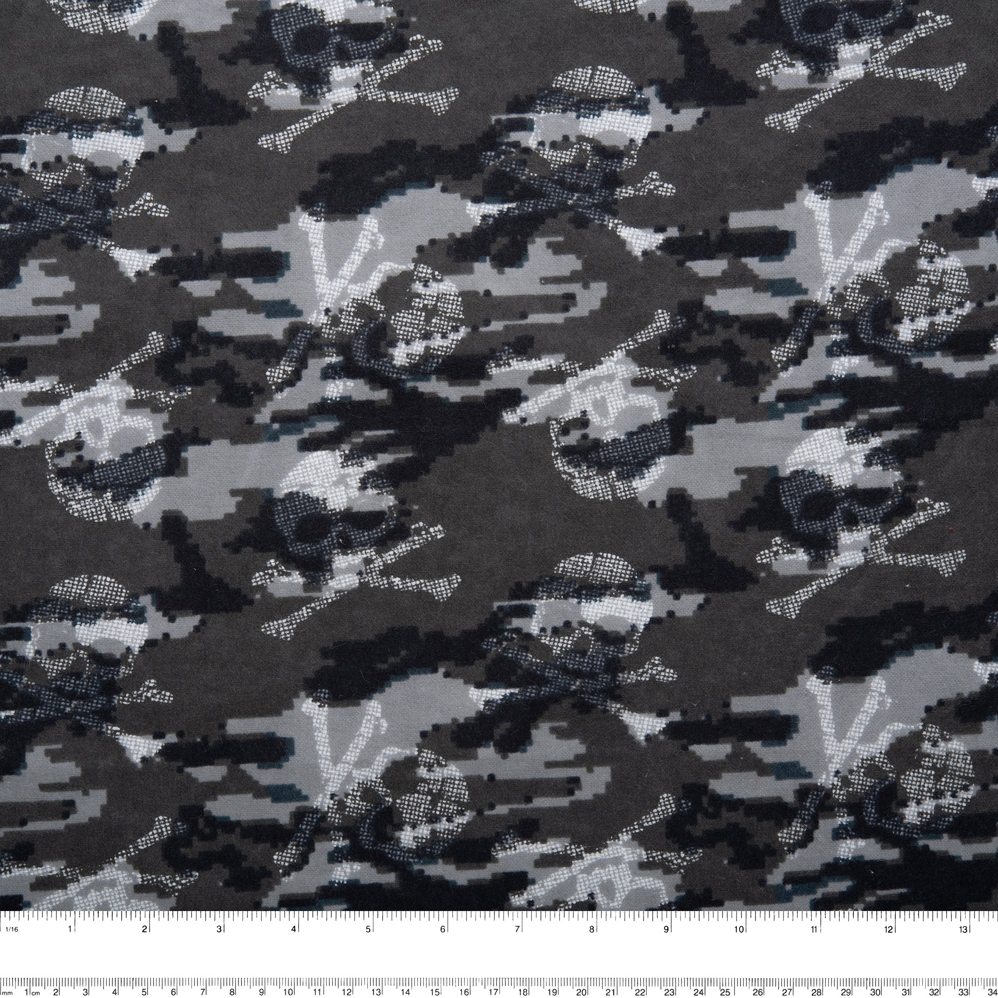 Printed Flannelette - CHARLIE - Skulls - Charcoal - Image 3
