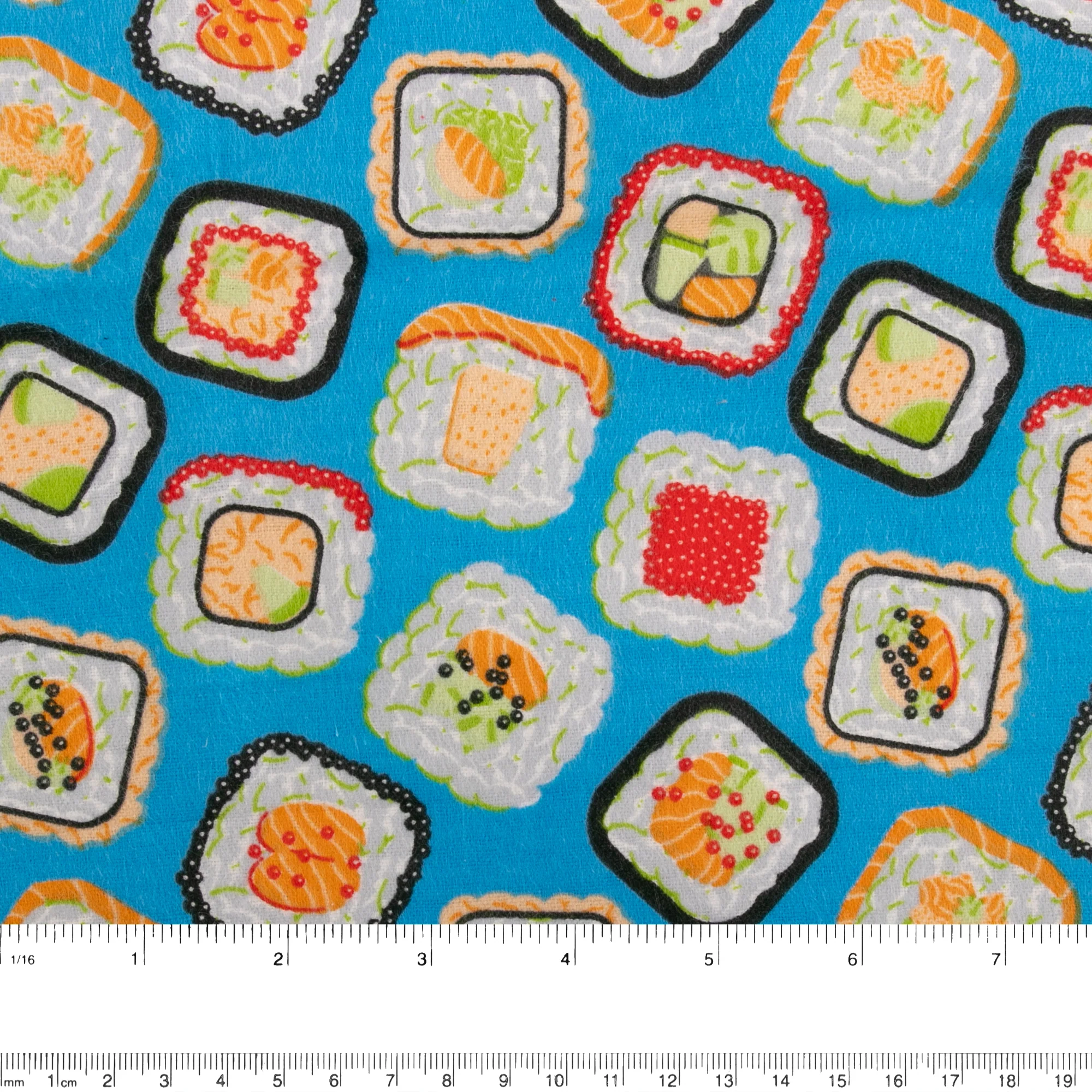 Printed Flannelette - CHARLIE - Sushi - Blue - Image 2