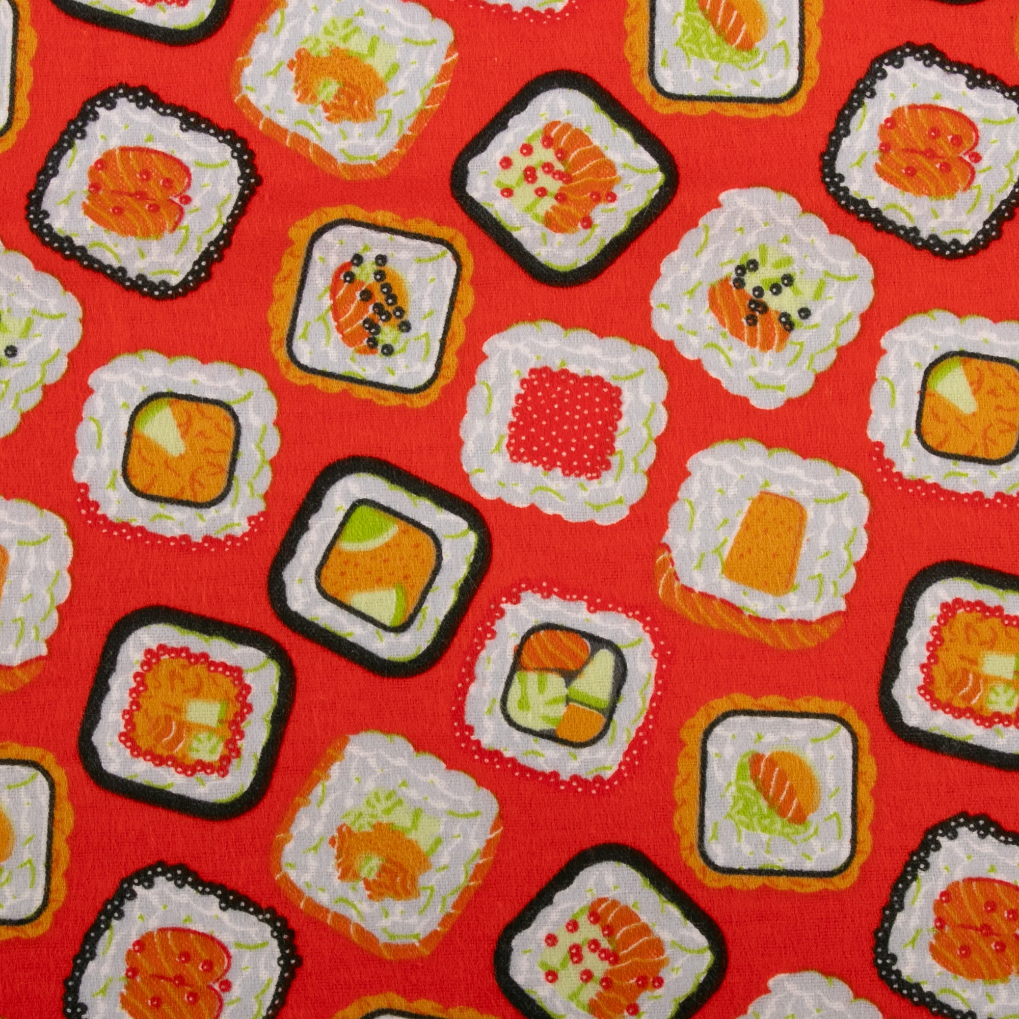 Printed Flannelette - CHARLIE - Sushi - Red