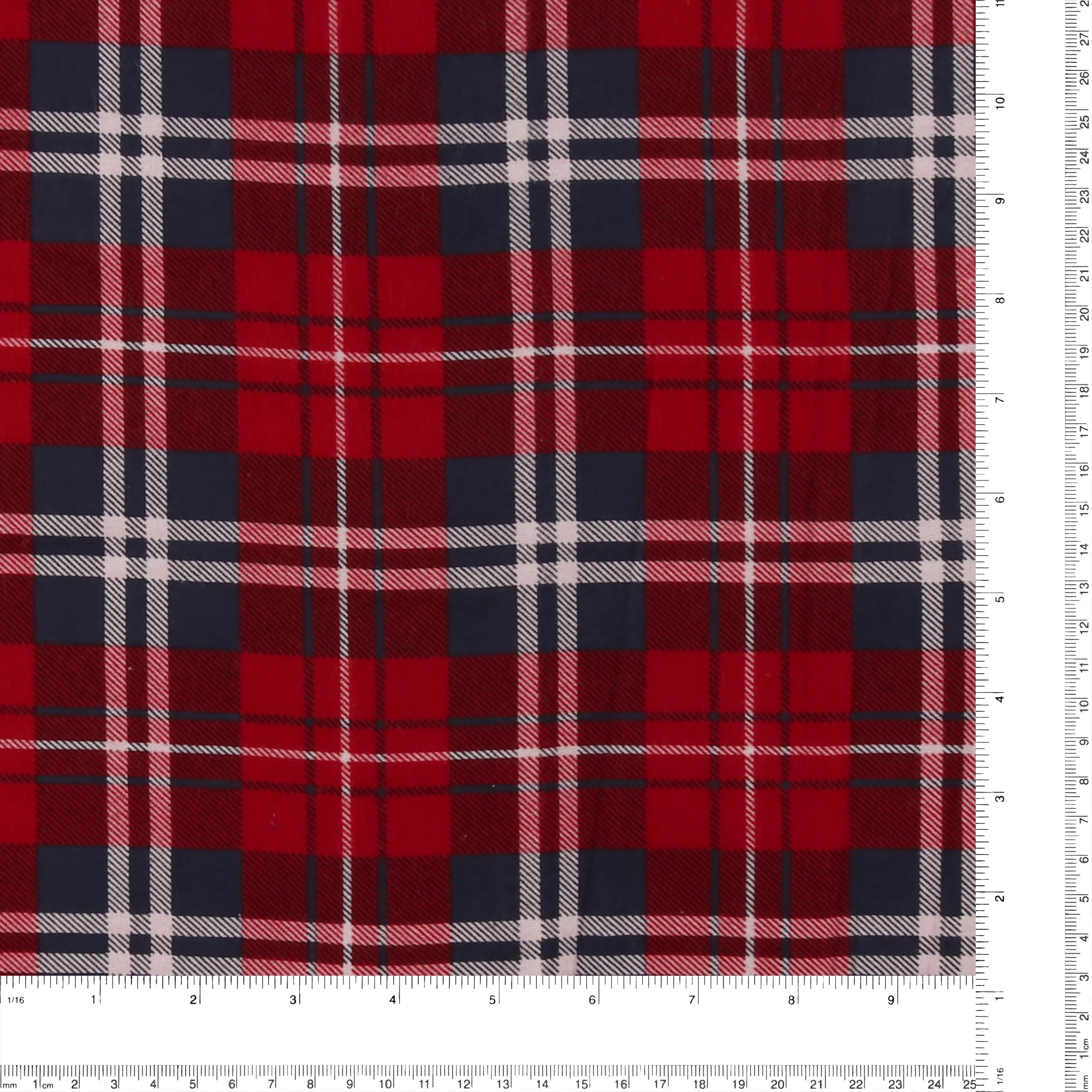 Printed Flannelette - CHELSEA - 003 - Red & Navy - Image 3