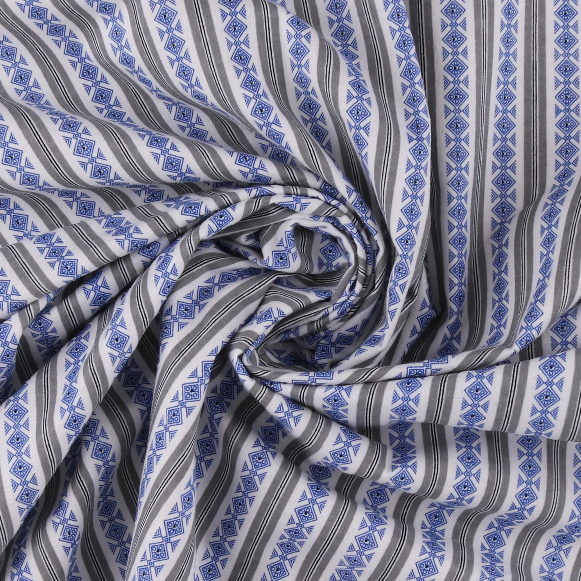 Printed Flannelette - CHELSEA - 004 - Grey & Blue - Image 2