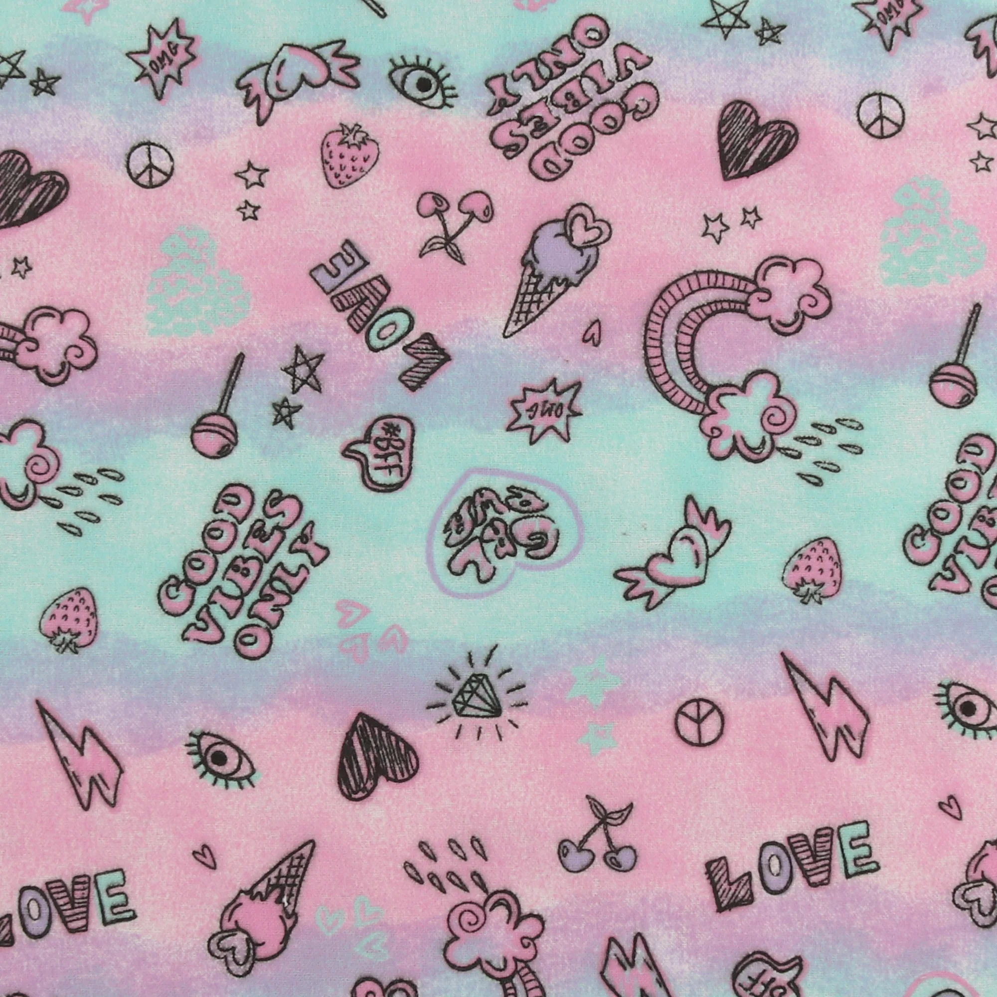 Printed Flannelette CHELSEA - 1537 - Pink