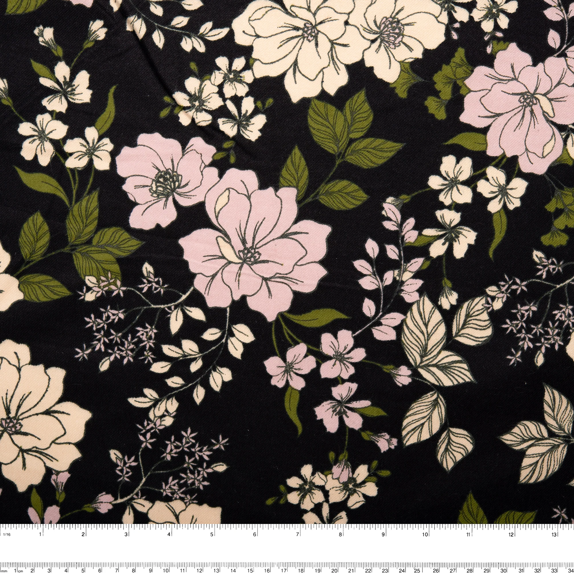 Printed Flannelette CHELSEA - Florals - Black - Image 3