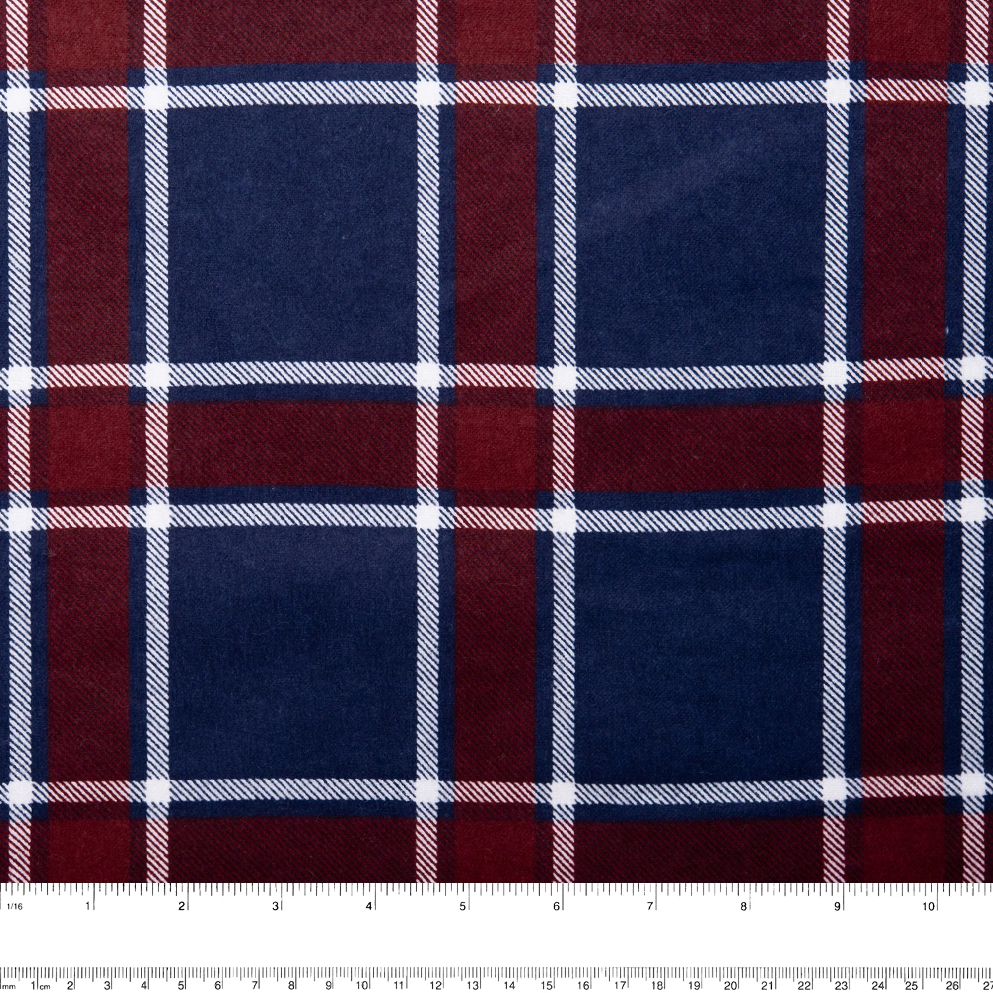 Printed Flannelette CHELSEA - Plaid - Navy and Red - Image 3