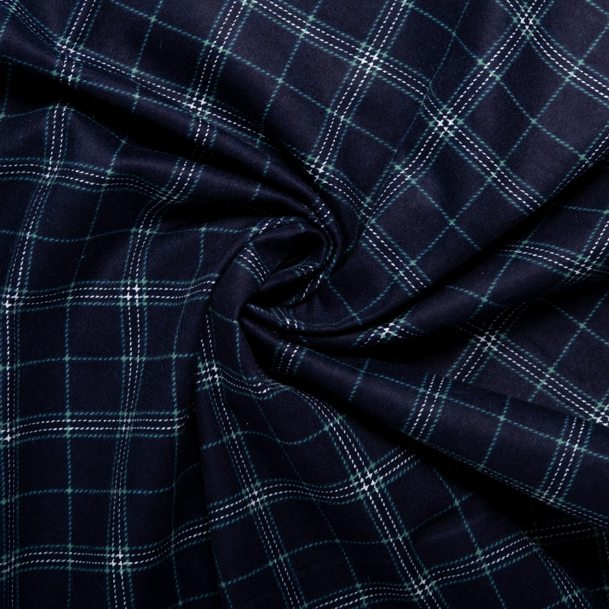 Printed Flannelette CHELSEA - Small Plaid - Navy - Image 2