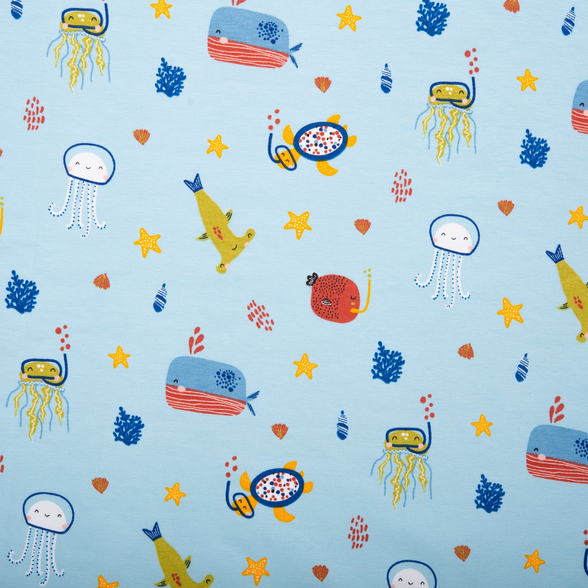 Printed knit - IMA-GINE F22 - Sea life - Baby blue