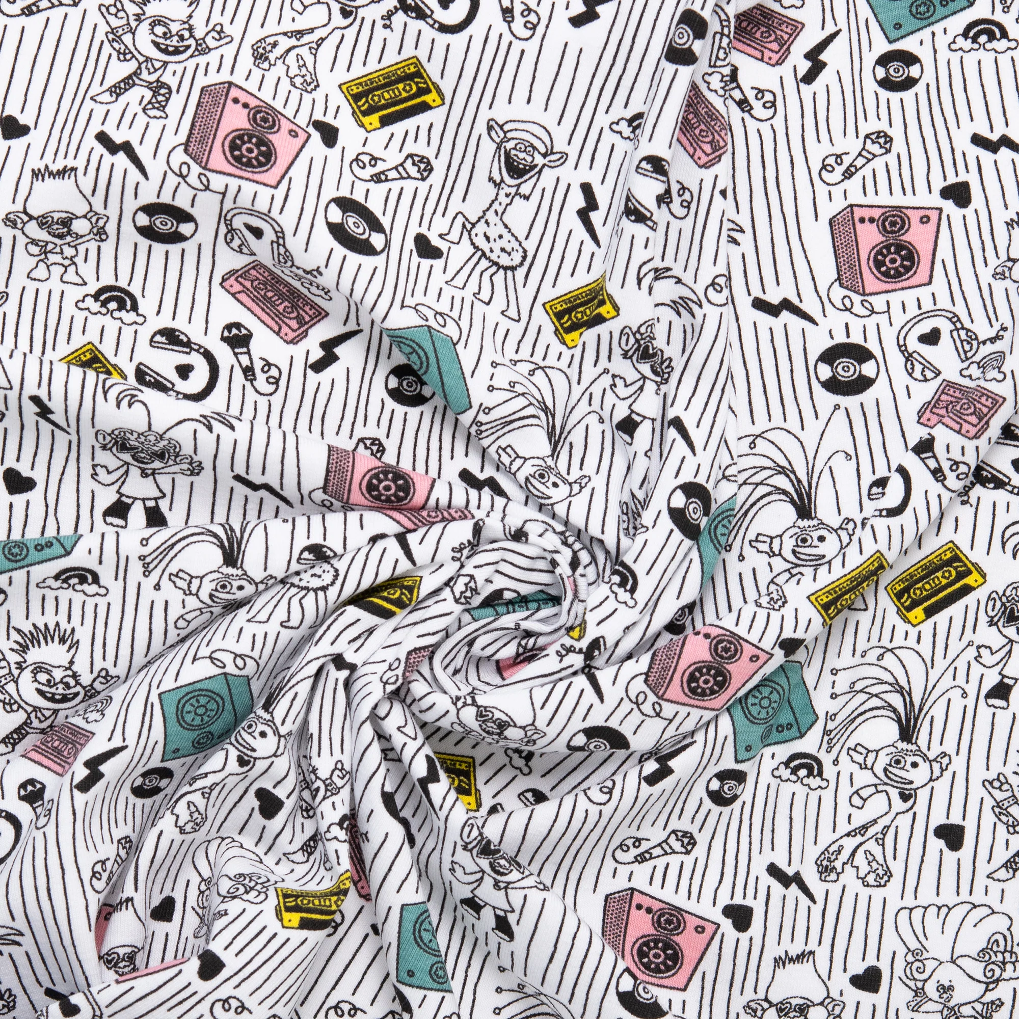 Printed knit - IMA-GINE F22 - Trolls - White / Pink - Image 2