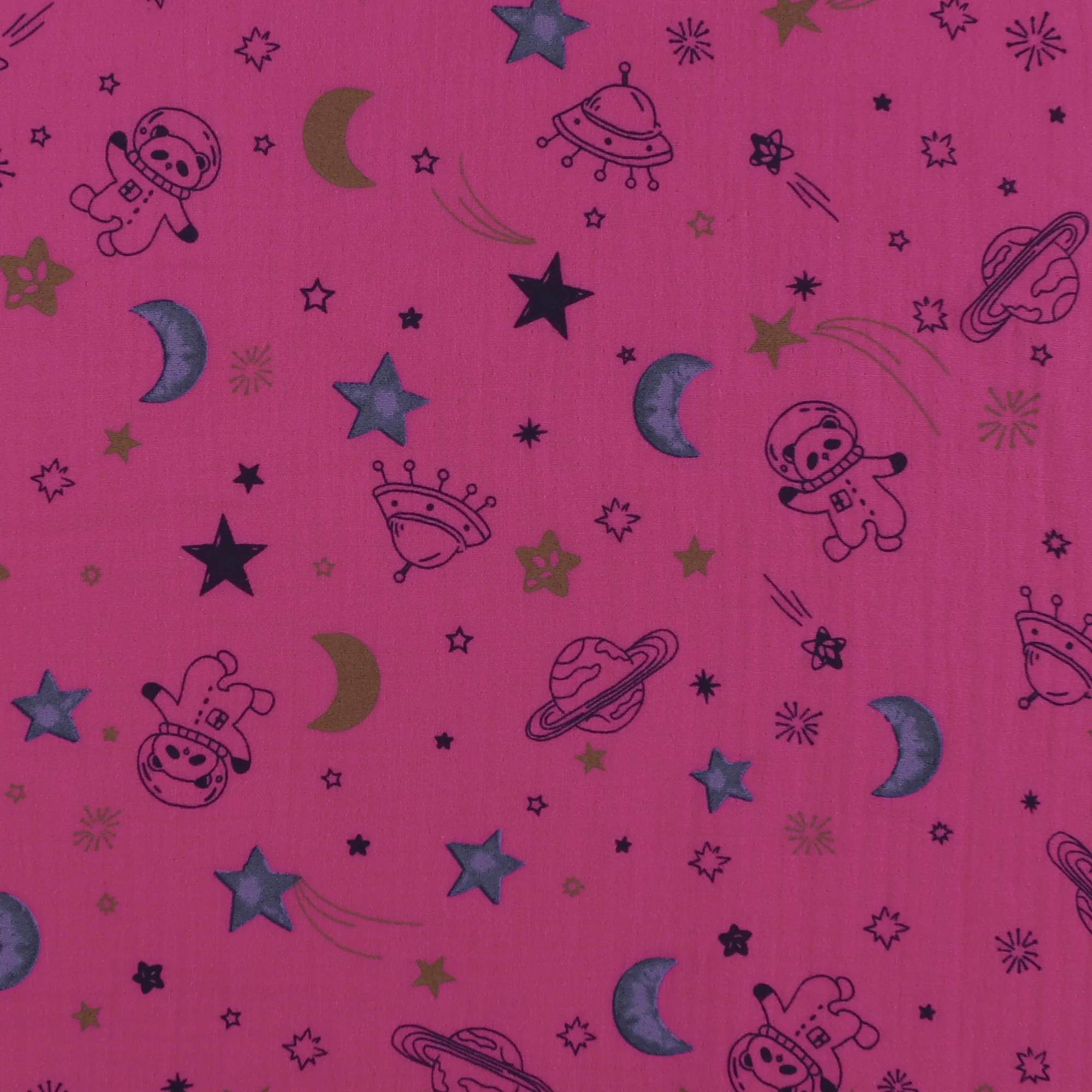 Printed Gauze Cotton - NAP TIME - 002 - Hot Pink