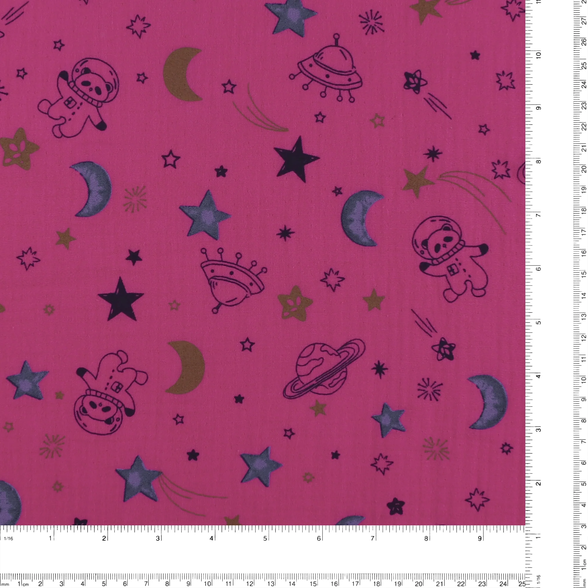 Printed Gauze Cotton - NAP TIME - 002 - Hot Pink - Image 3