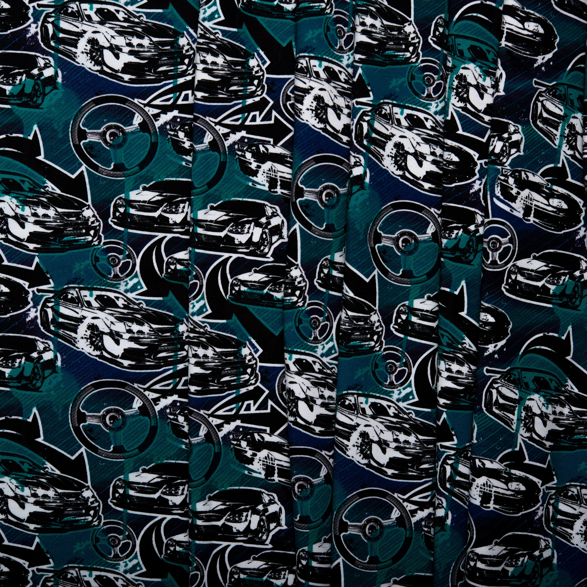 Printed Knit - FAST AND FURIOUS - Cars / Stering - Blue - Image 4