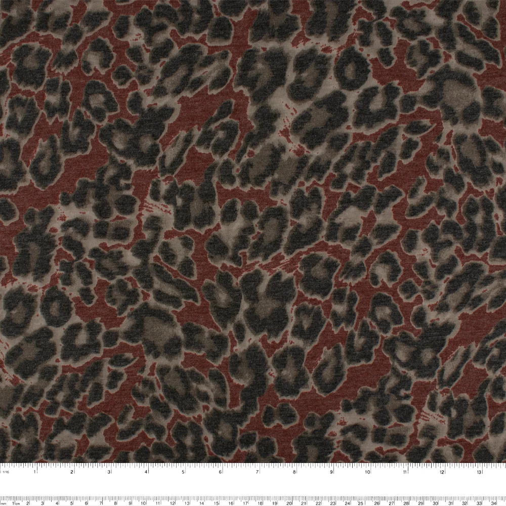 Printed knit - WILD LIFE - Leopard - Burgndy - Image 3