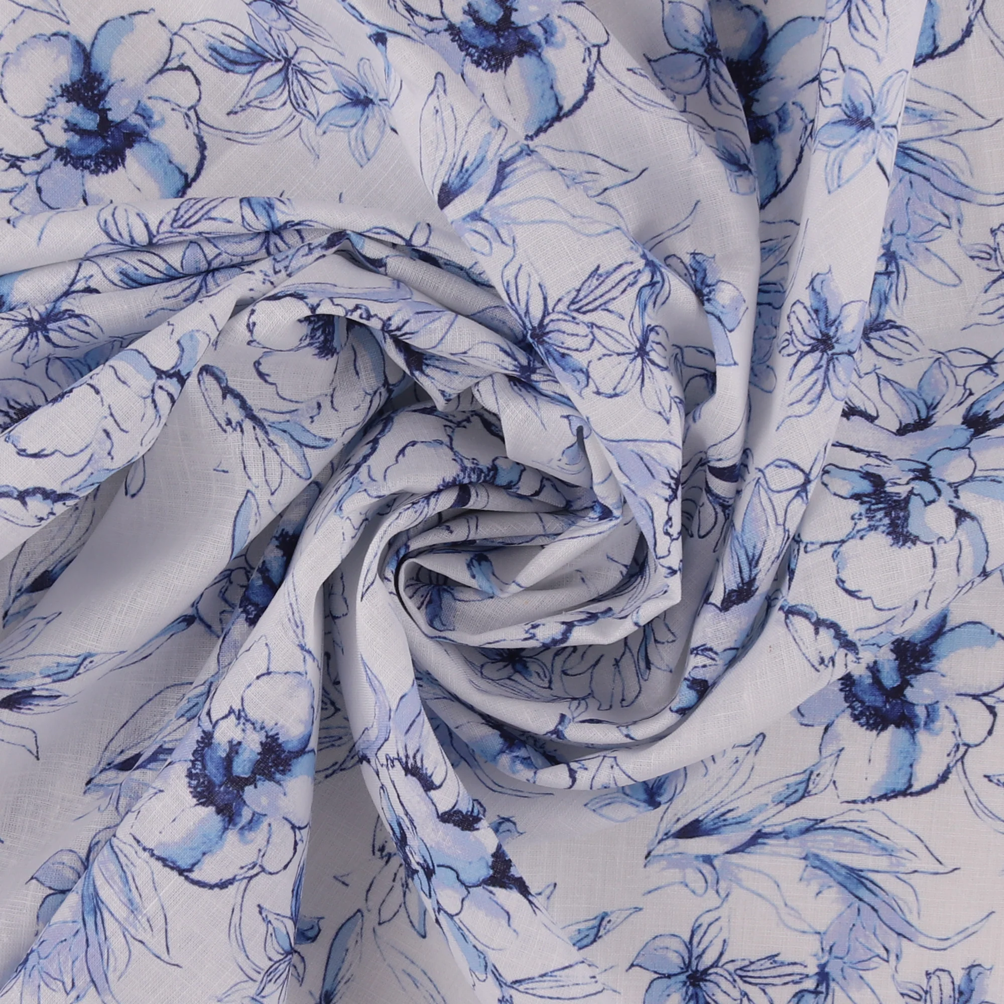 Printed Linen - GALWAY - 005 - Blue - Image 2