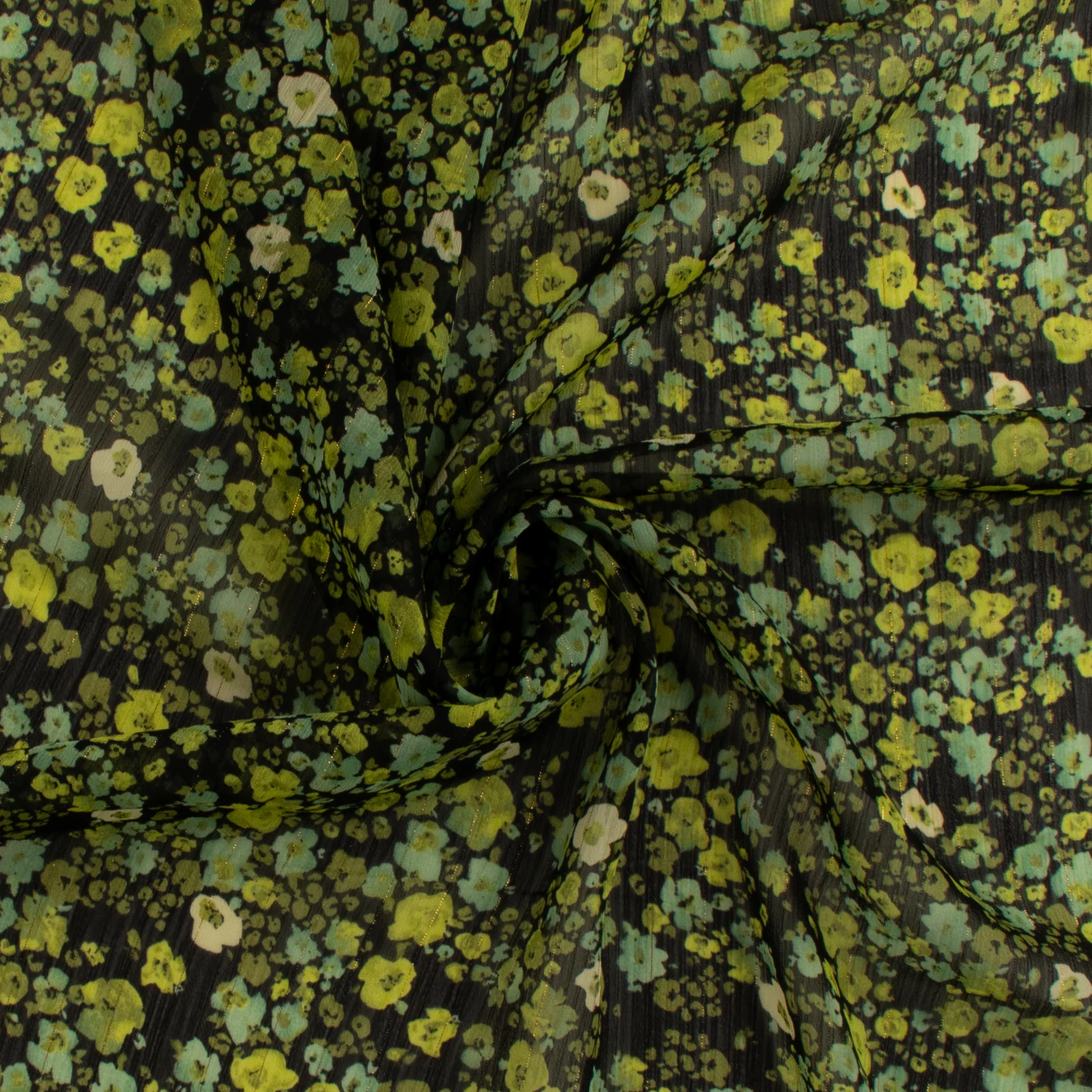 Printed Metallic Chiffon Yoryu - CHANTAL - 007 - Green - Image 2