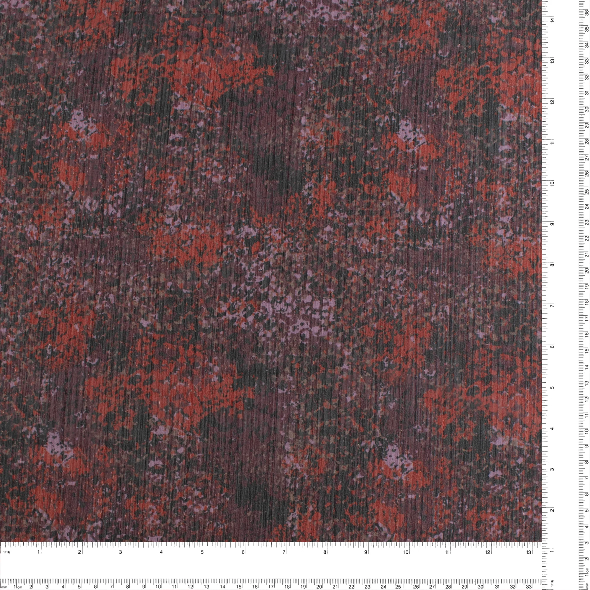 Printed Metallic Chiffon Yoryu - CHANTAL - 010 - Red - Image 3