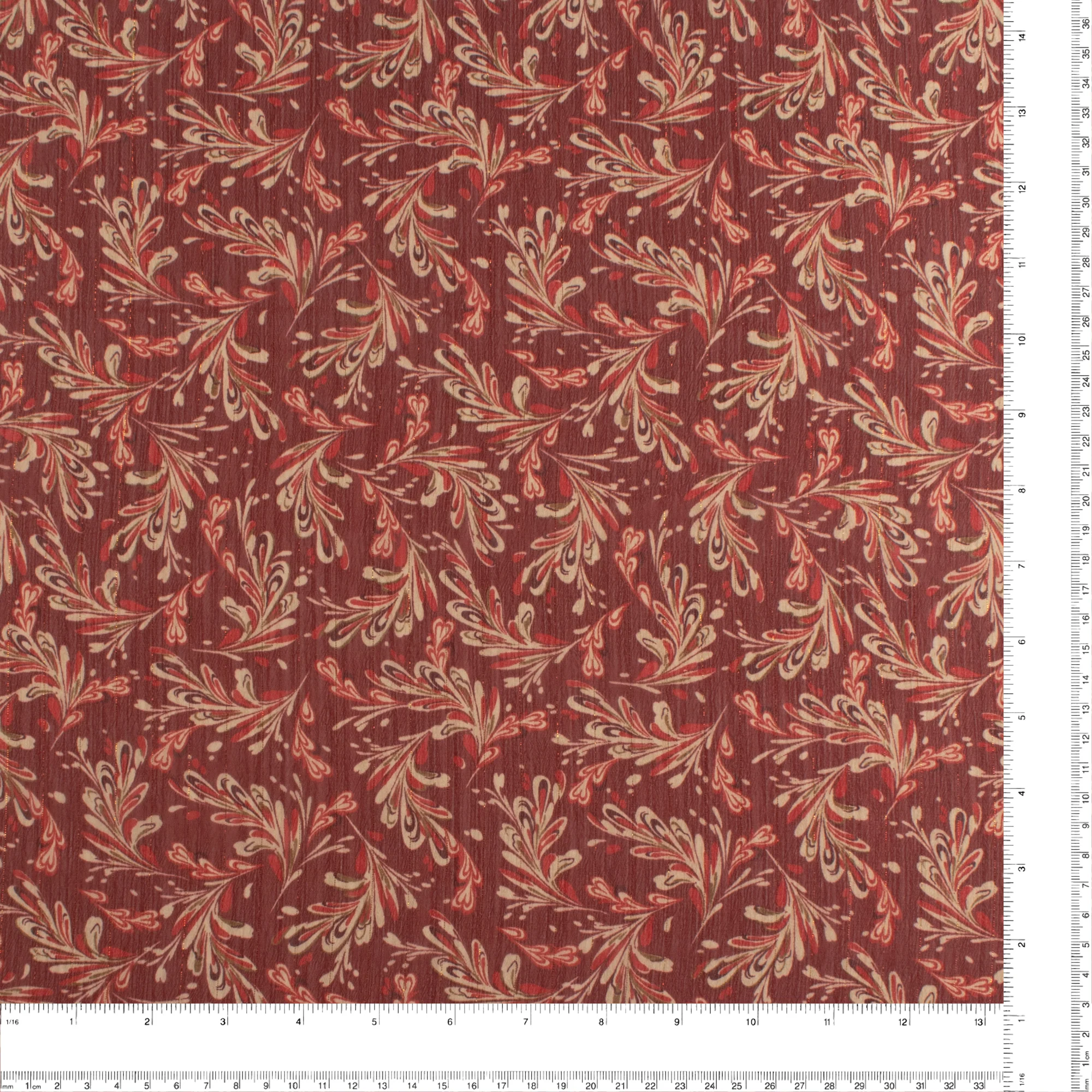 Printed Metallic Chiffon Yoryu - CHANTAL - 011 - Brick - Image 3