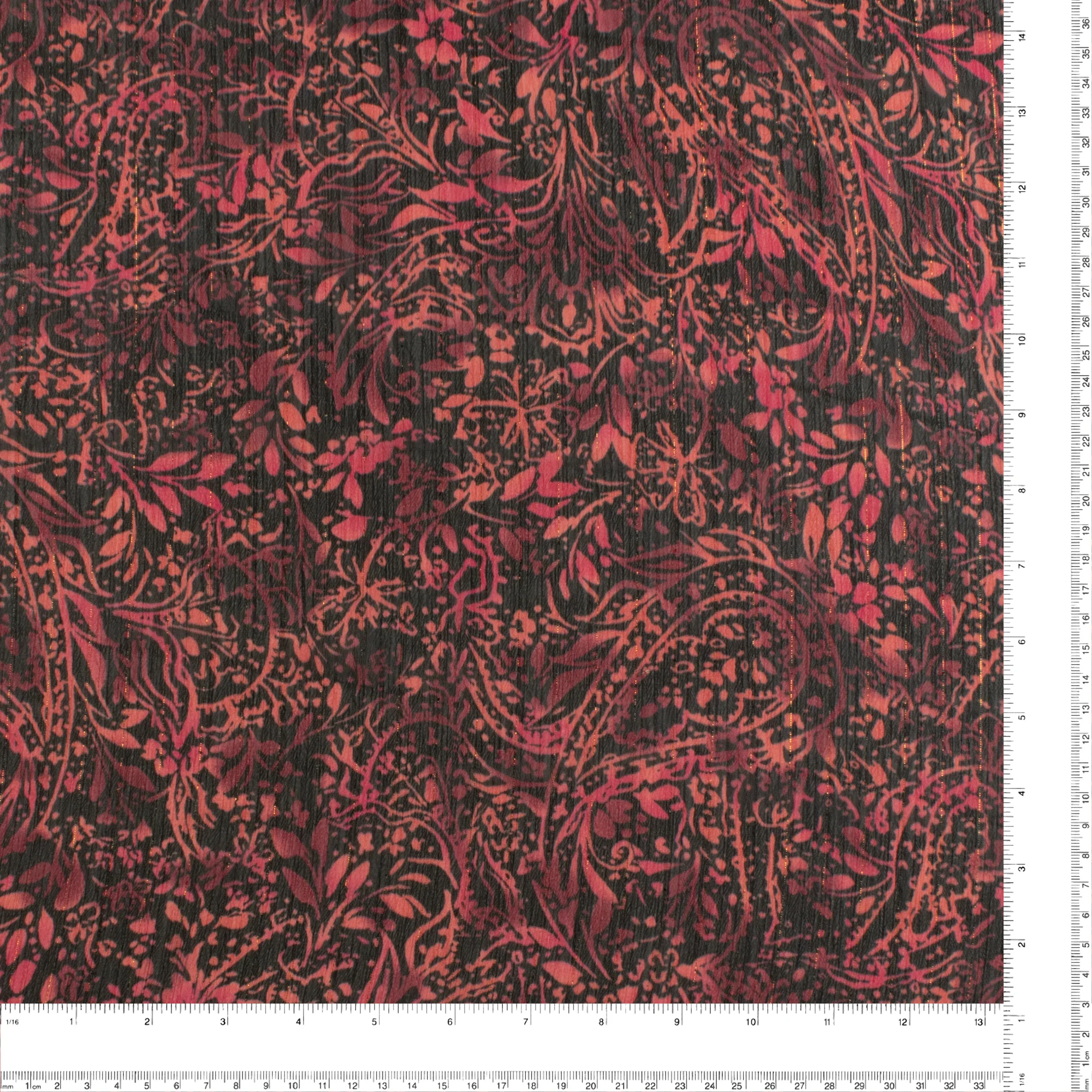 Printed Metallic Chiffon Yoryu - CHANTAL - 012 - Red - Image 3