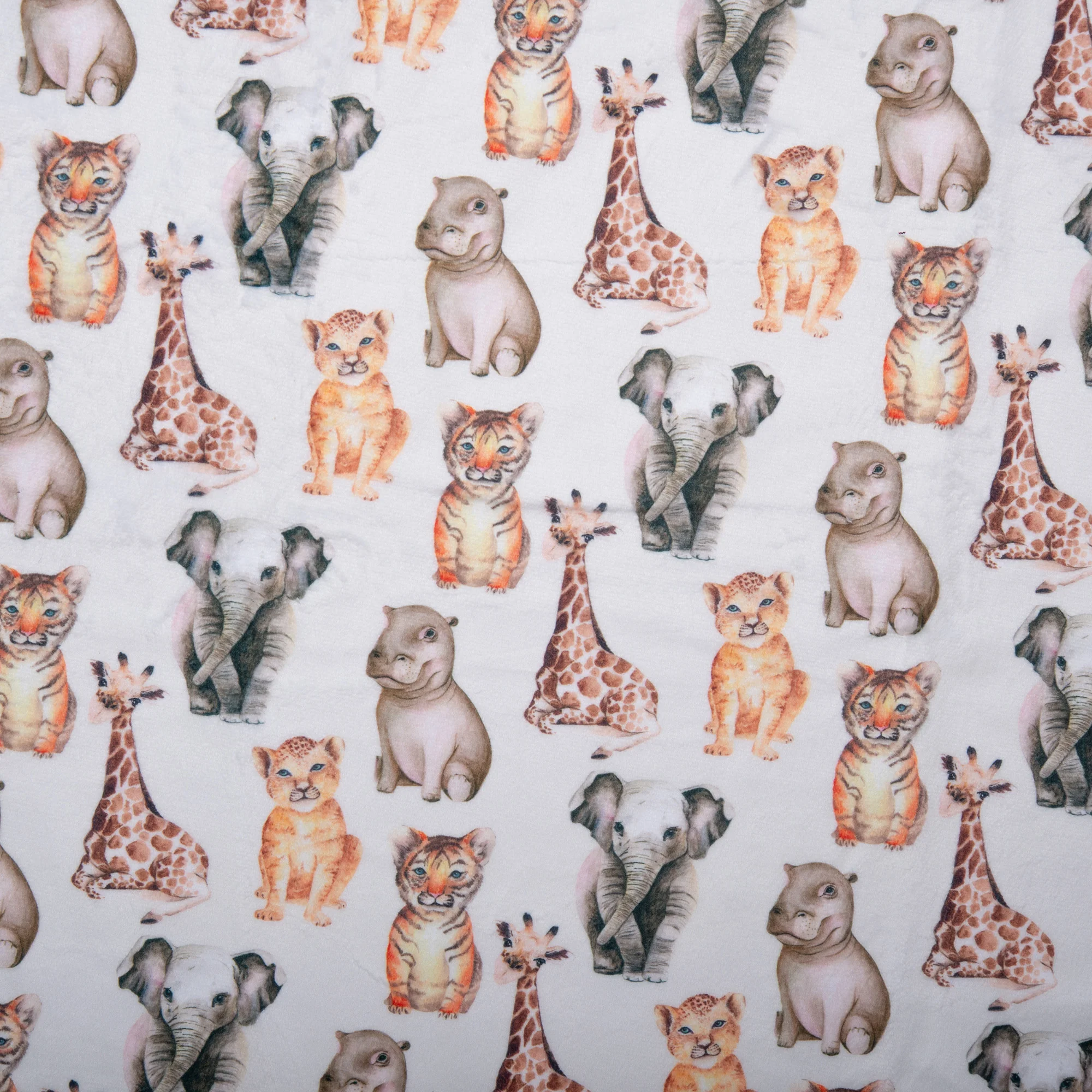 Printed Micro Chenille - DIGITAL - Animals zoo - White
