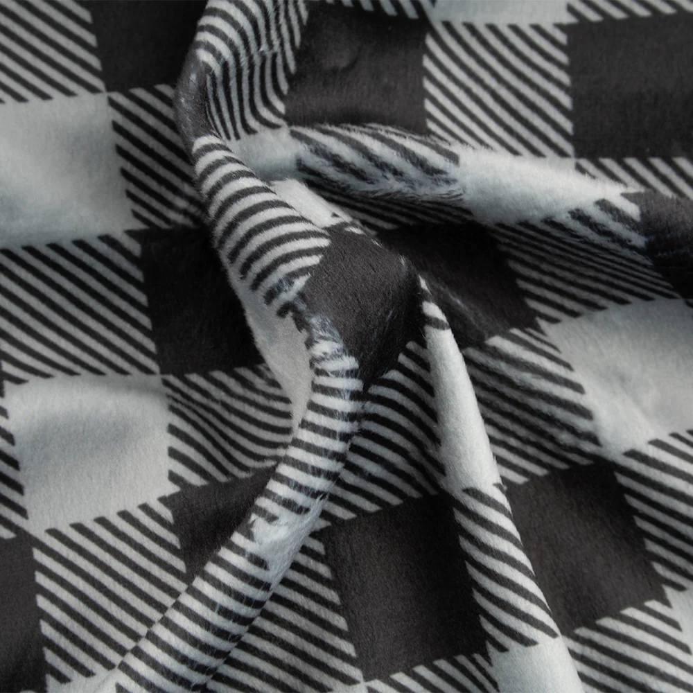 Printed Micro Chenille - DIGITAL - Buffalo plaid - Grey - Image 2