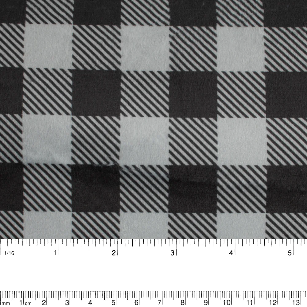 Printed Micro Chenille - DIGITAL - Buffalo plaid - Grey - Image 3