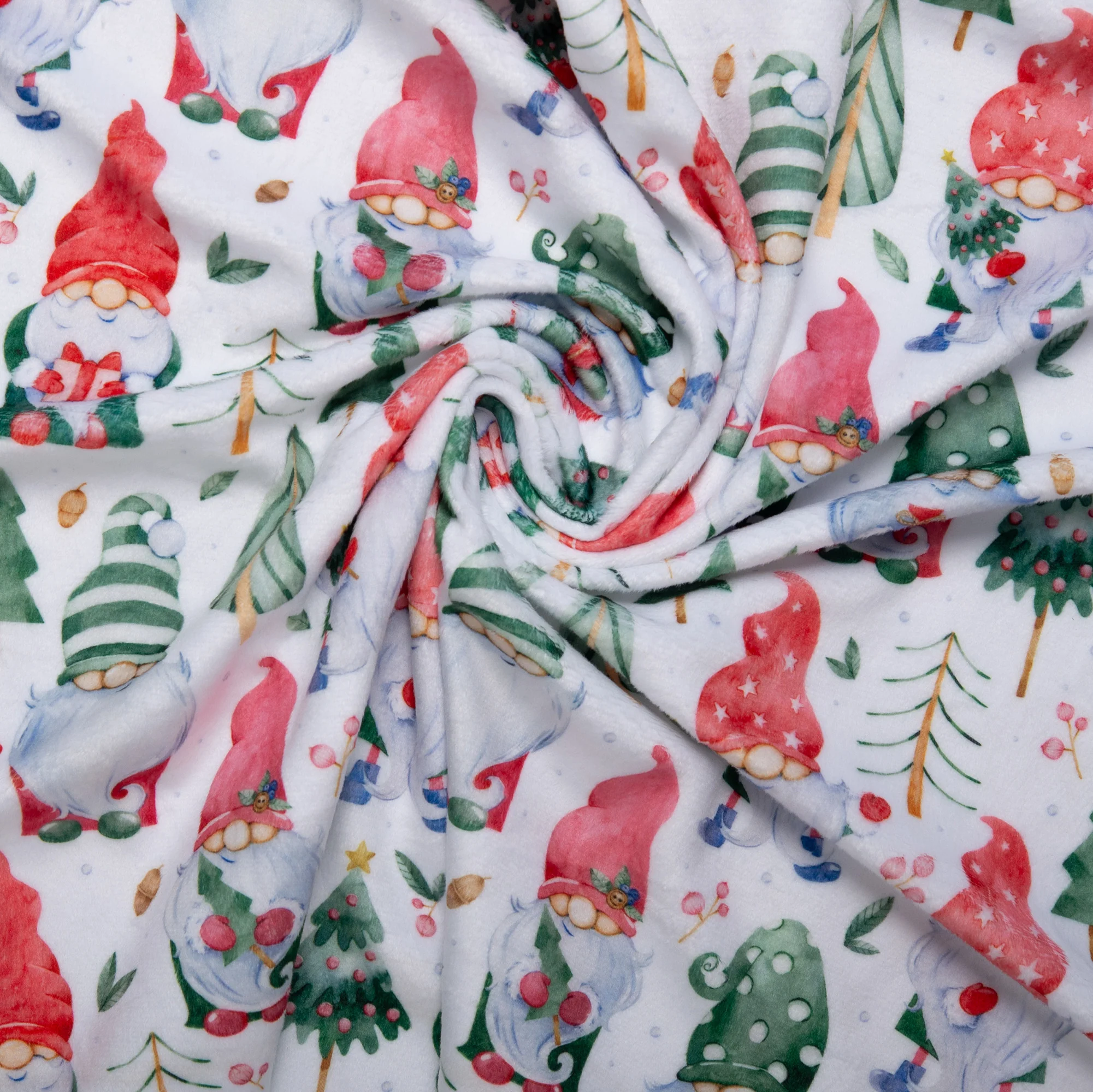 Printed Micro Chenille - DIGITAL - Gnomes Christmas - White - Image 2