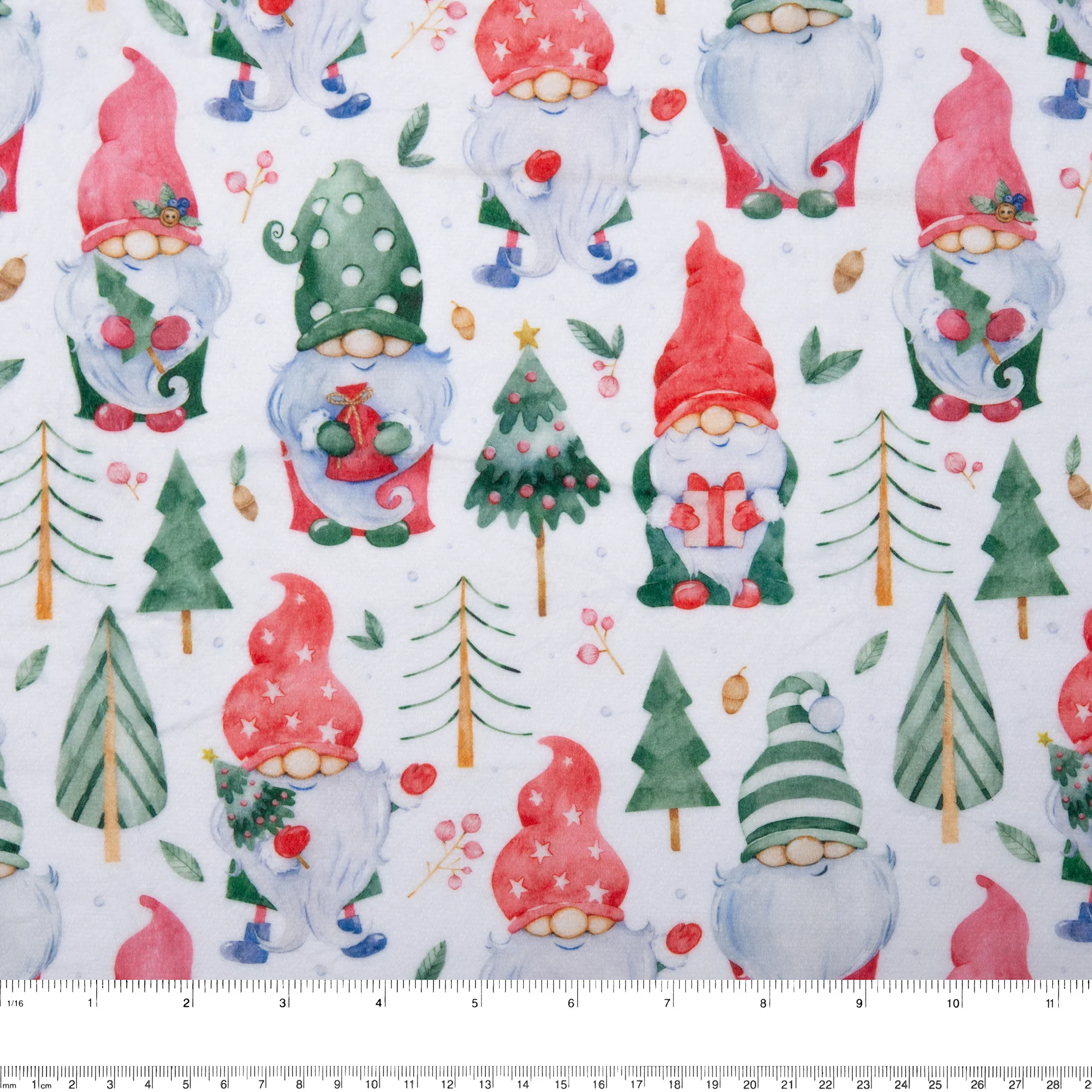 Printed Micro Chenille - DIGITAL - Gnomes Christmas - White - Image 3