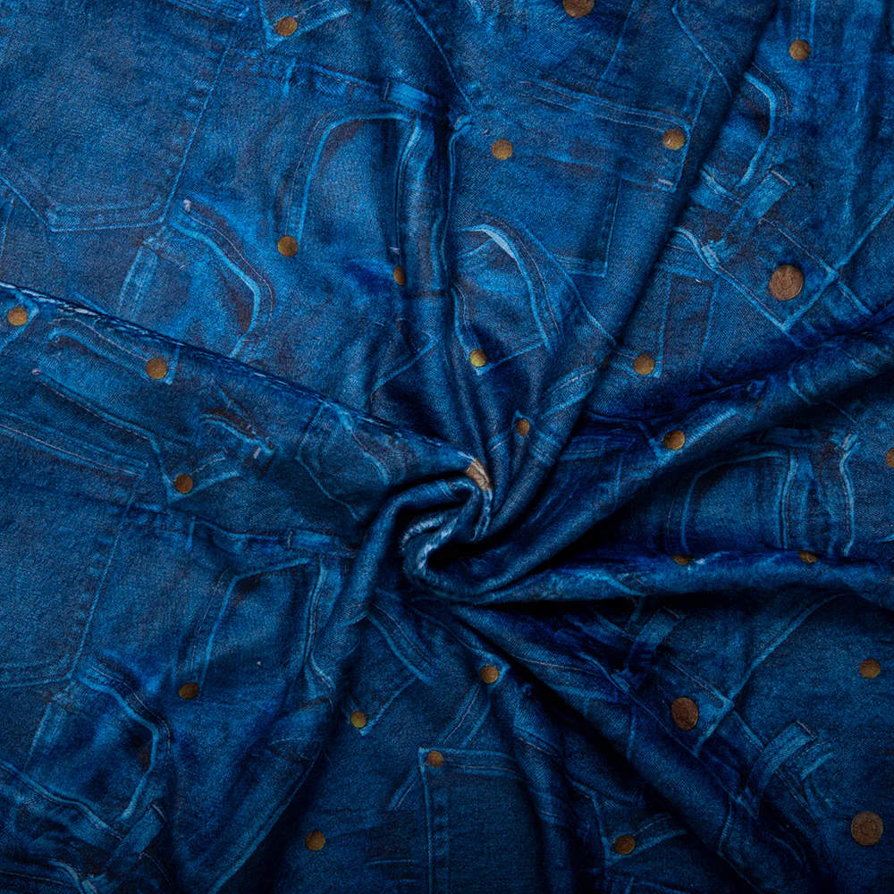 Printed Micro Chenille - DIGITAL - Jeans pocket - Blue - Image 2