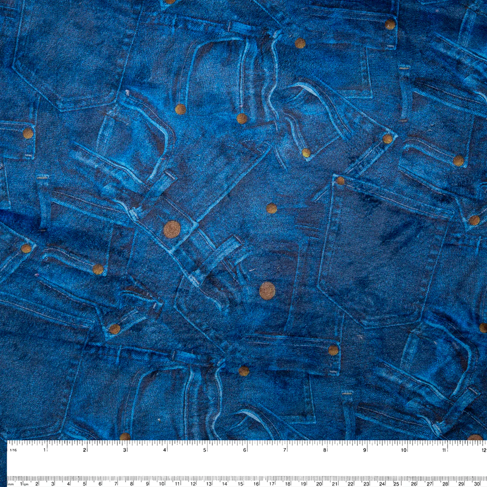 Printed Micro Chenille - DIGITAL - Jeans pocket - Blue - Image 3