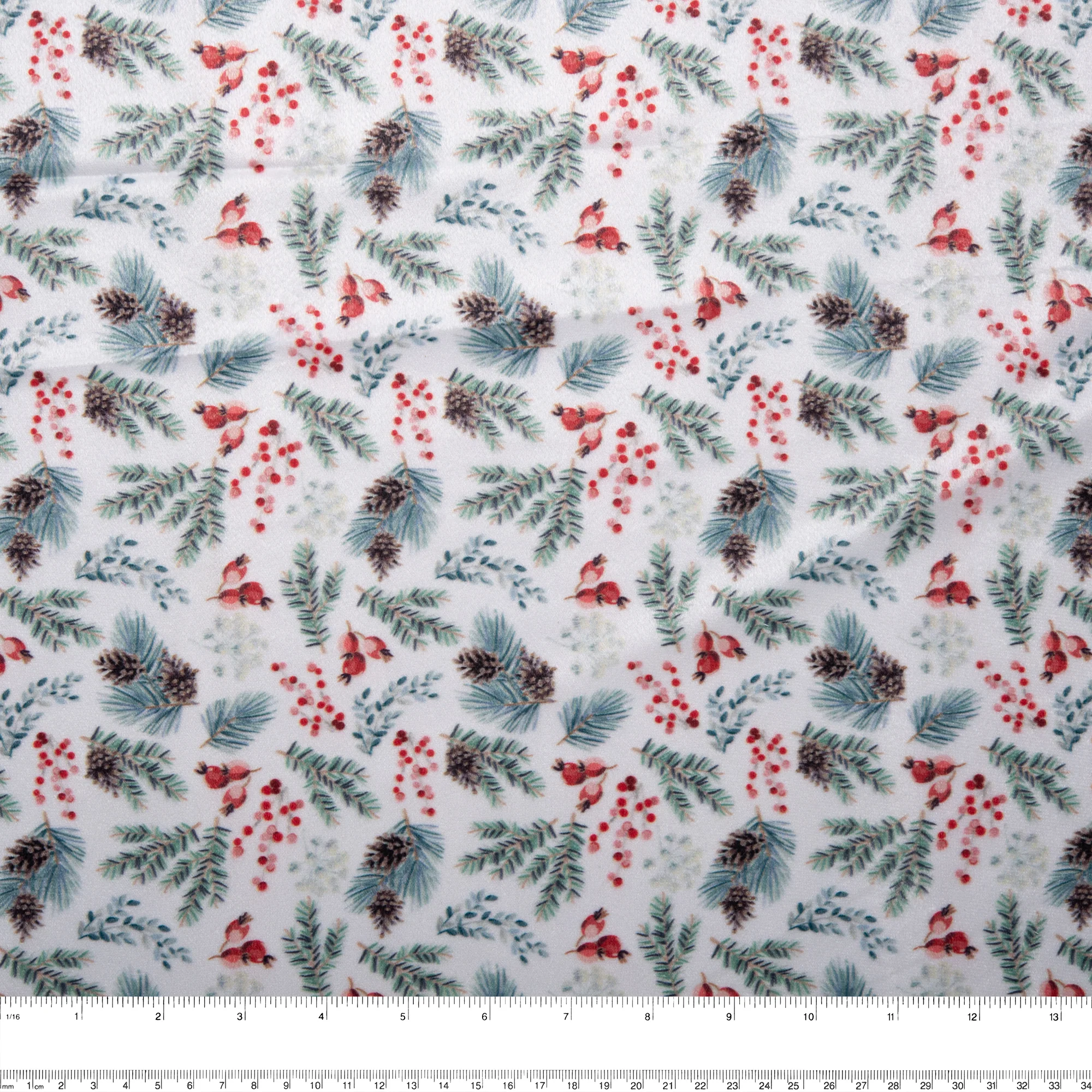 Printed minky - Mistletoe leaf - White - Image 3